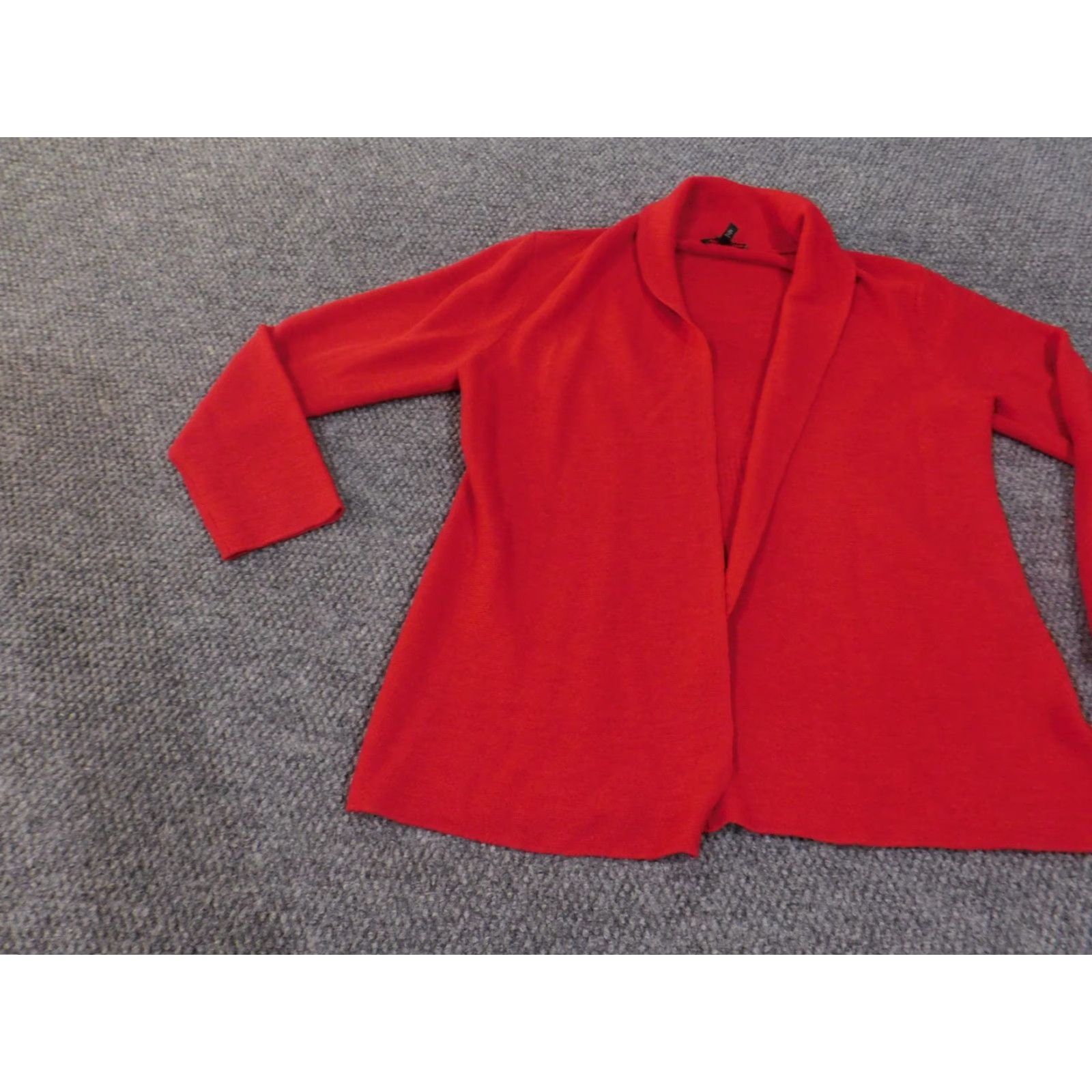 Eileen Fisher VINTAGE? No. Eileen Fisher Sweater Cardigan Wool Open Front Lightweight Red Petite Large Bell Sleeve Womens Size L / US 10 / IT 46 - 5 Thumbnail