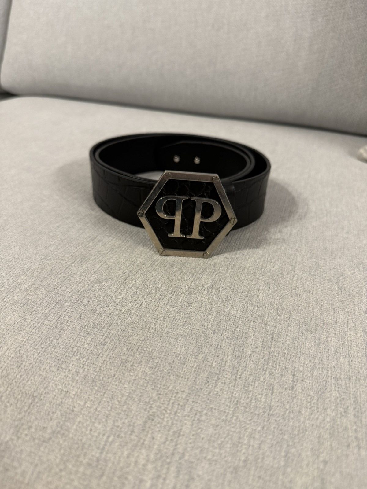 Philipp Plein Philipp Plein black leather belt Size 38 - 1 Thumbnail