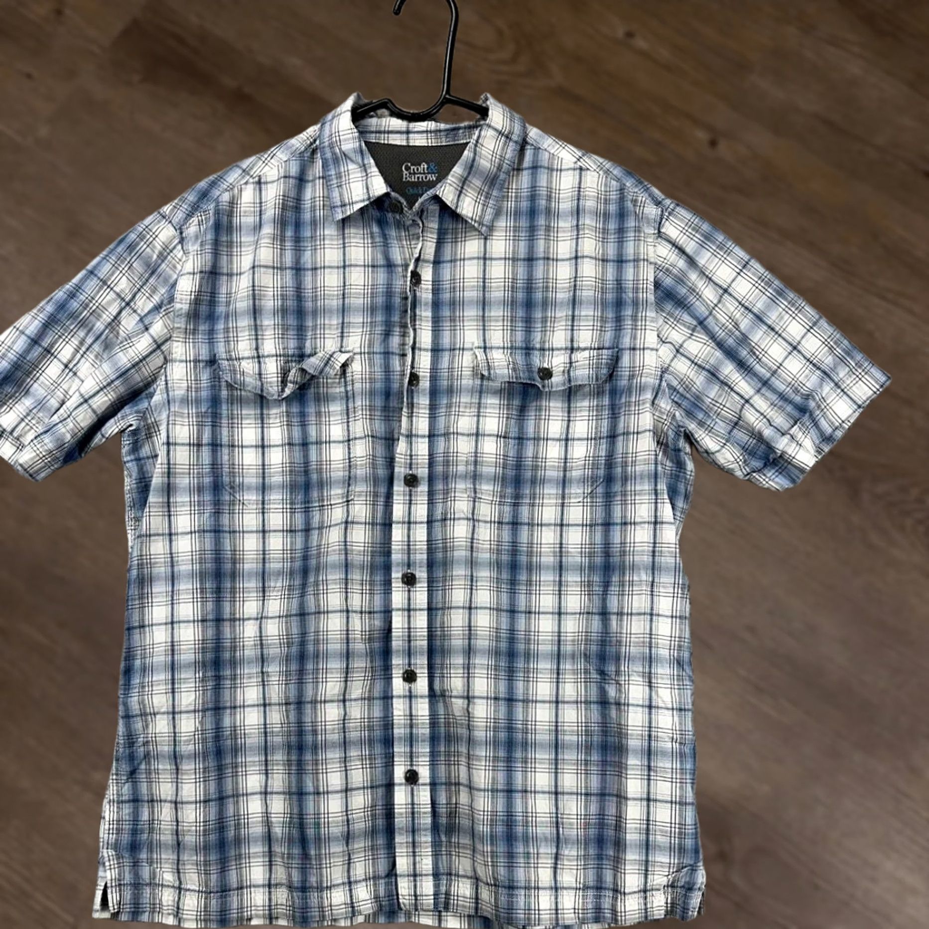 Croft & Barrow VINTAGE: Croft Barrow Quick Dry Shirt Mens Large Blue Plaid Vented Flap Pockets Size US L / EU 52-54 / 3 - 1 Thumbnail