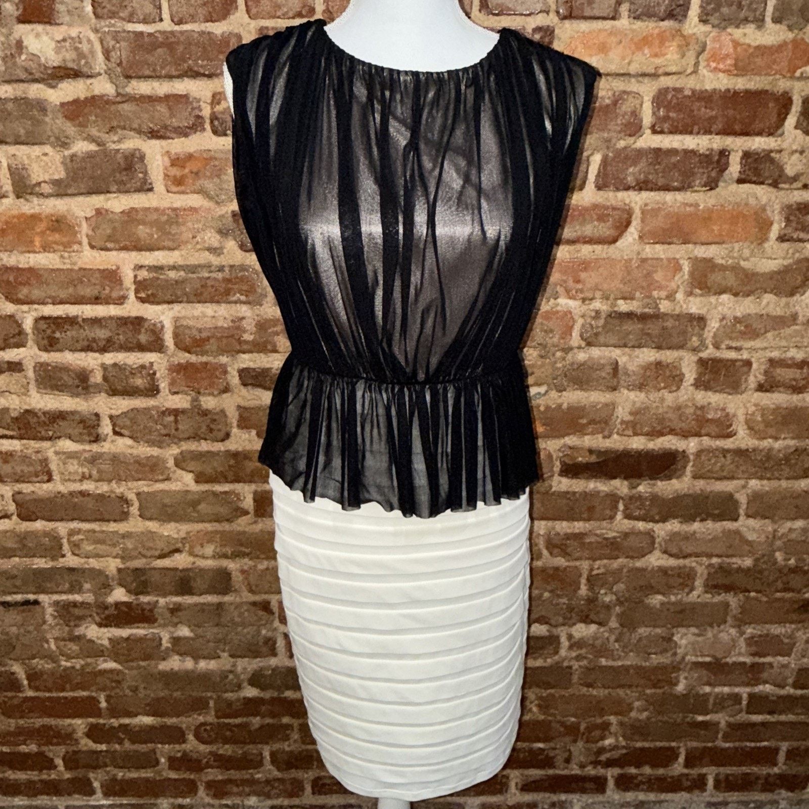 Other Women’s Black Sheer Peplum Pleated Dress Goth Party Sz 8 Size M / US 6-8 / IT 42-44 - 1 Thumbnail