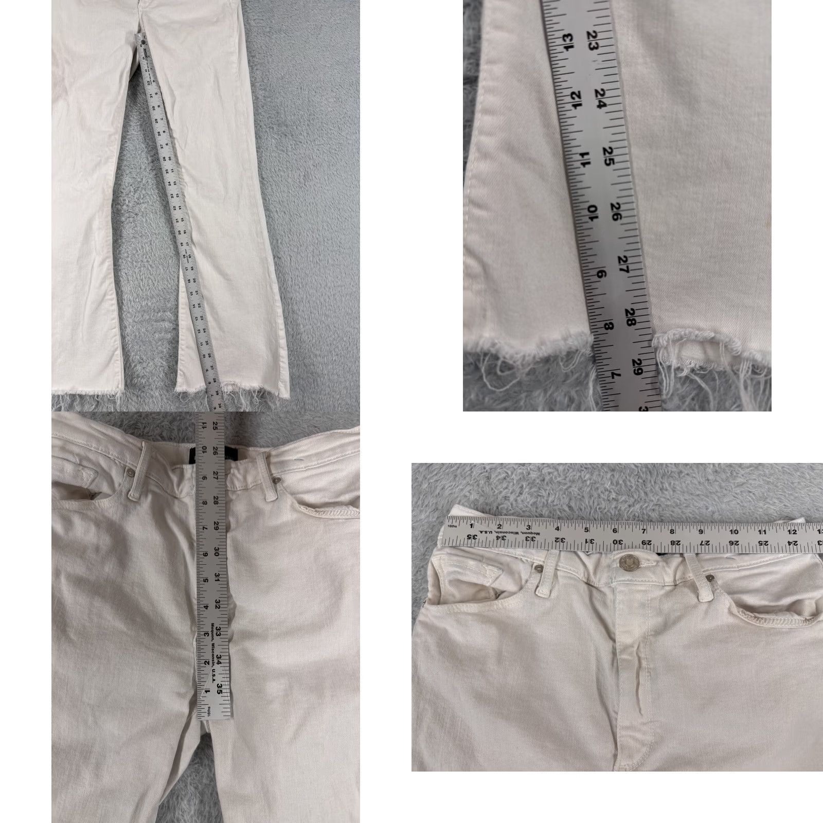 Vintage Black Orchid Jeans Womens Pants 28 White Denim Flared Distressed Raw Hem 24x29 Cotton Blend 5-Pocket Regular Button Zip Jeans Womens Size 28" / US 6 / IT 42 - 8 Thumbnail