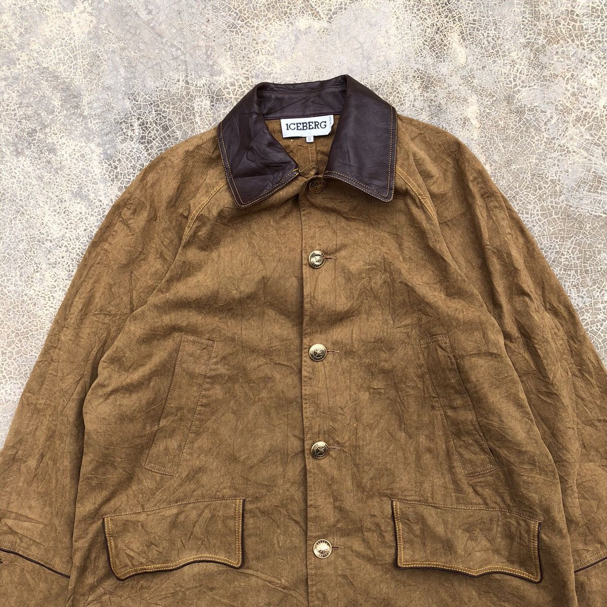 Designer × Iceberg ICEBERG Rare Leather Collar Chore Jacket Size US M / EU 48-50 / 2 - 4 Thumbnail