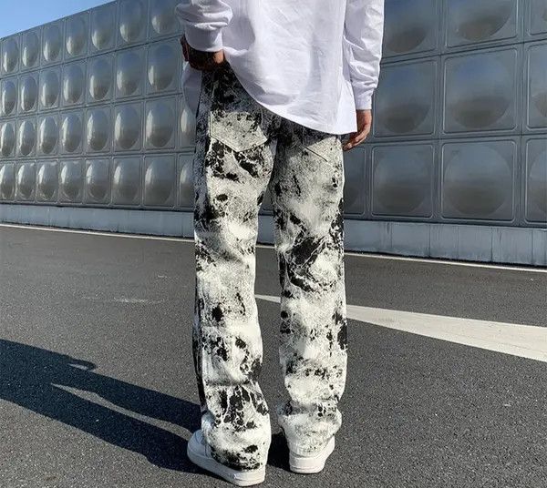 Japanese Brand Fukiishi x Etou #25 Printed Wide Legs Jeans Size US 38 / EU 54 - 2 Thumbnail