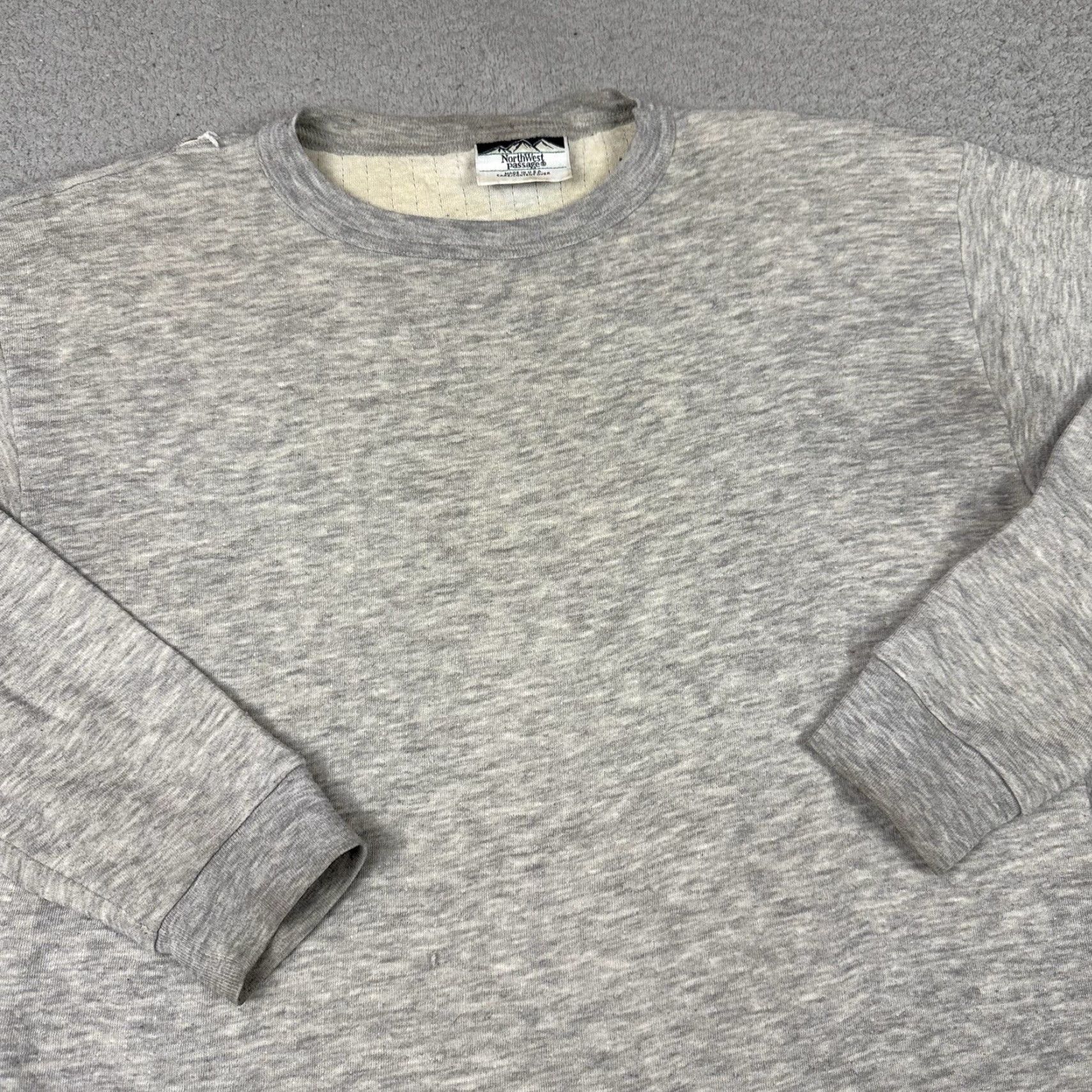 Layer 8 VINTAGE Northwest Passage Thermal Shirt Mens L Gray Distressed Base Layer 80s Outdoor Ski Cotton Polyester Wool Crew Neck Long Sleeve Size US L / EU 52-54 / 3 - 2 Thumbnail