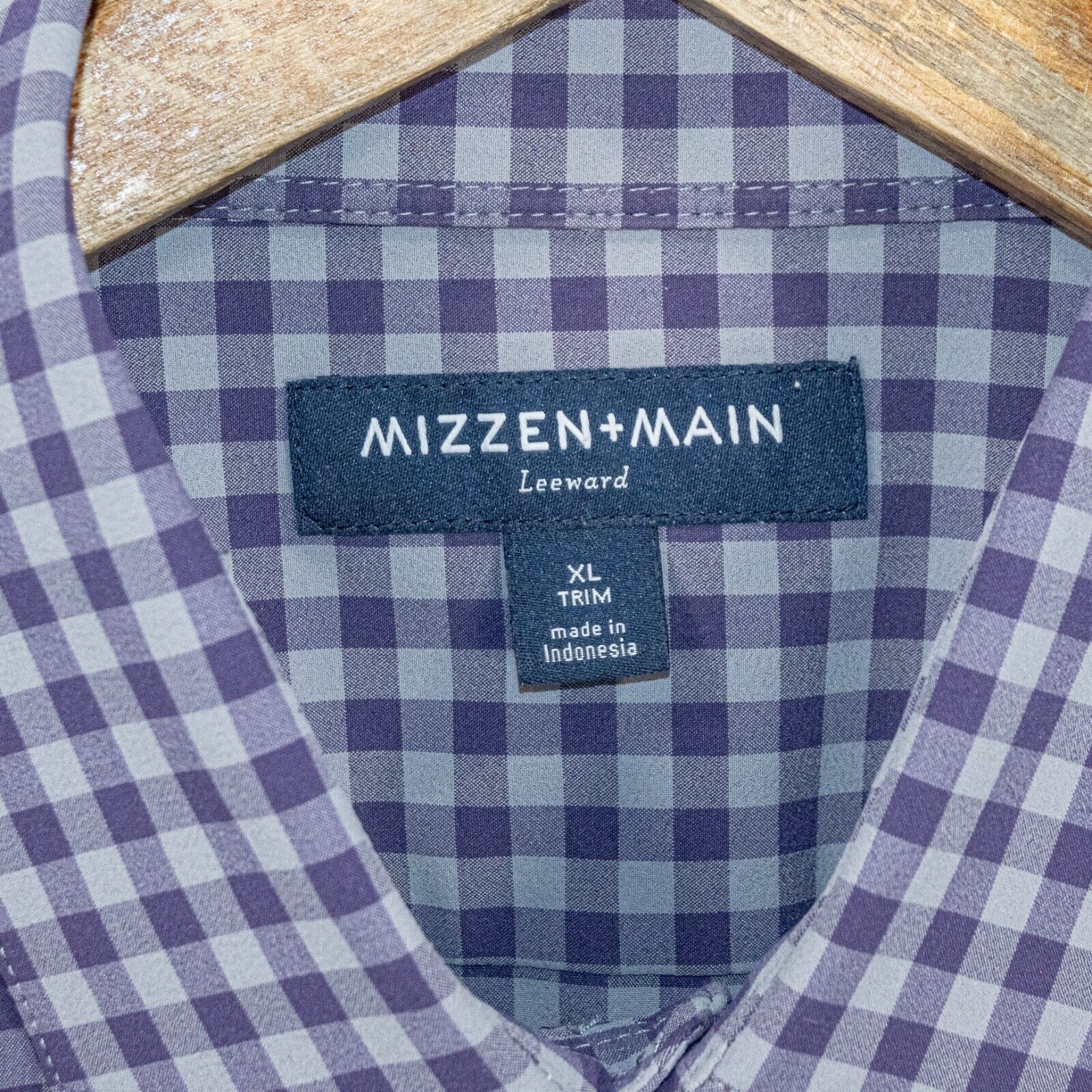 Mizzen+Main MIZZEN + MAIN Trim Fit Button up Shirt in Purple Gingham Size US XL / EU 56 / 4 - 2 Thumbnail