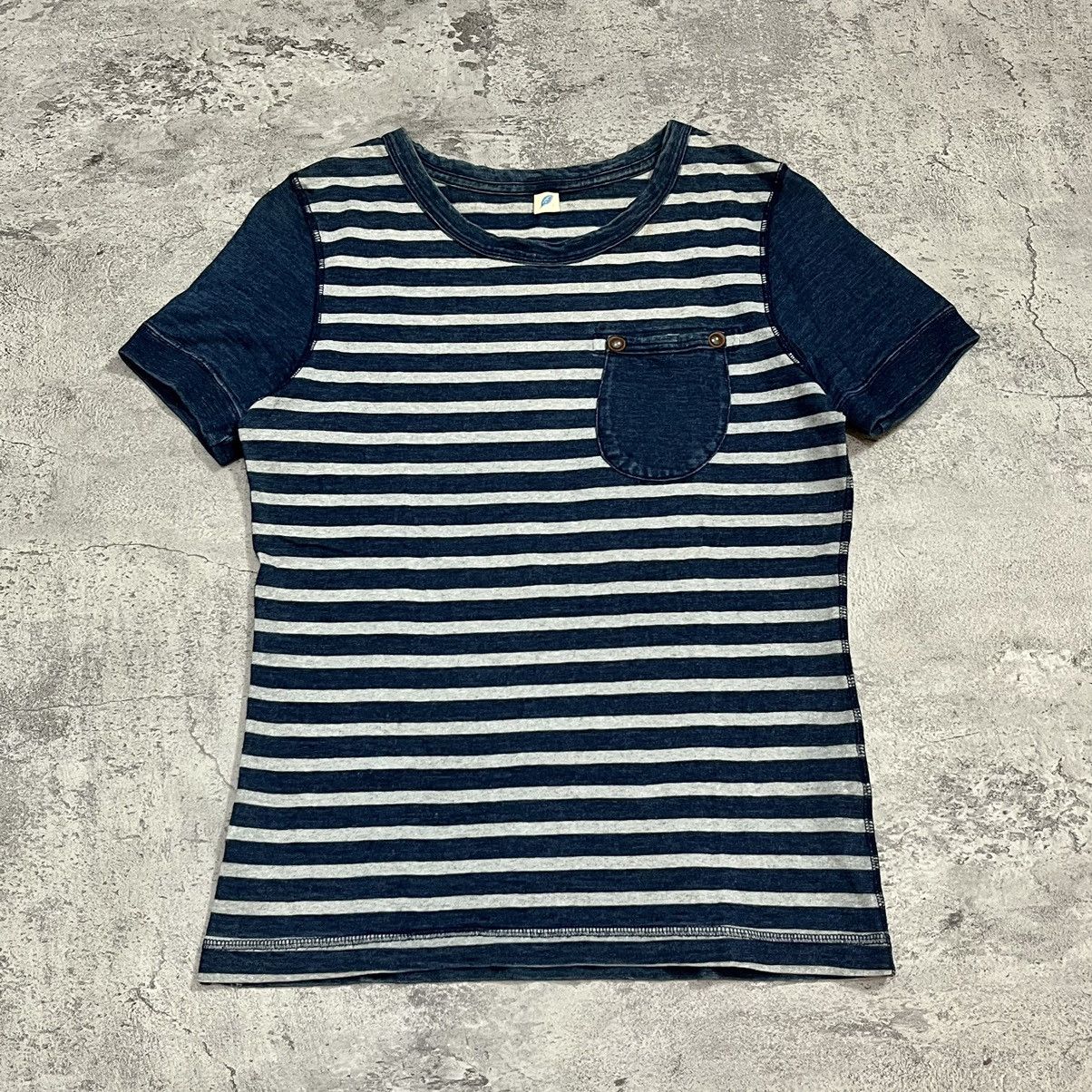 Pure Blue Japan Pure Blue Japan Indigo Pocket Striped Tee Size US XXS / EU 40 - 1 Thumbnail