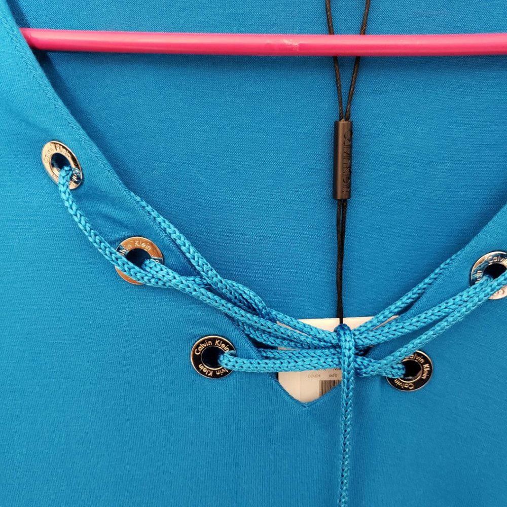 Calvin Klein CT215 NWT Ladies Calvin Klein Turquoise Long Sleeve Blouse M Size M / US 6-8 / IT 42-44 - 4 Thumbnail