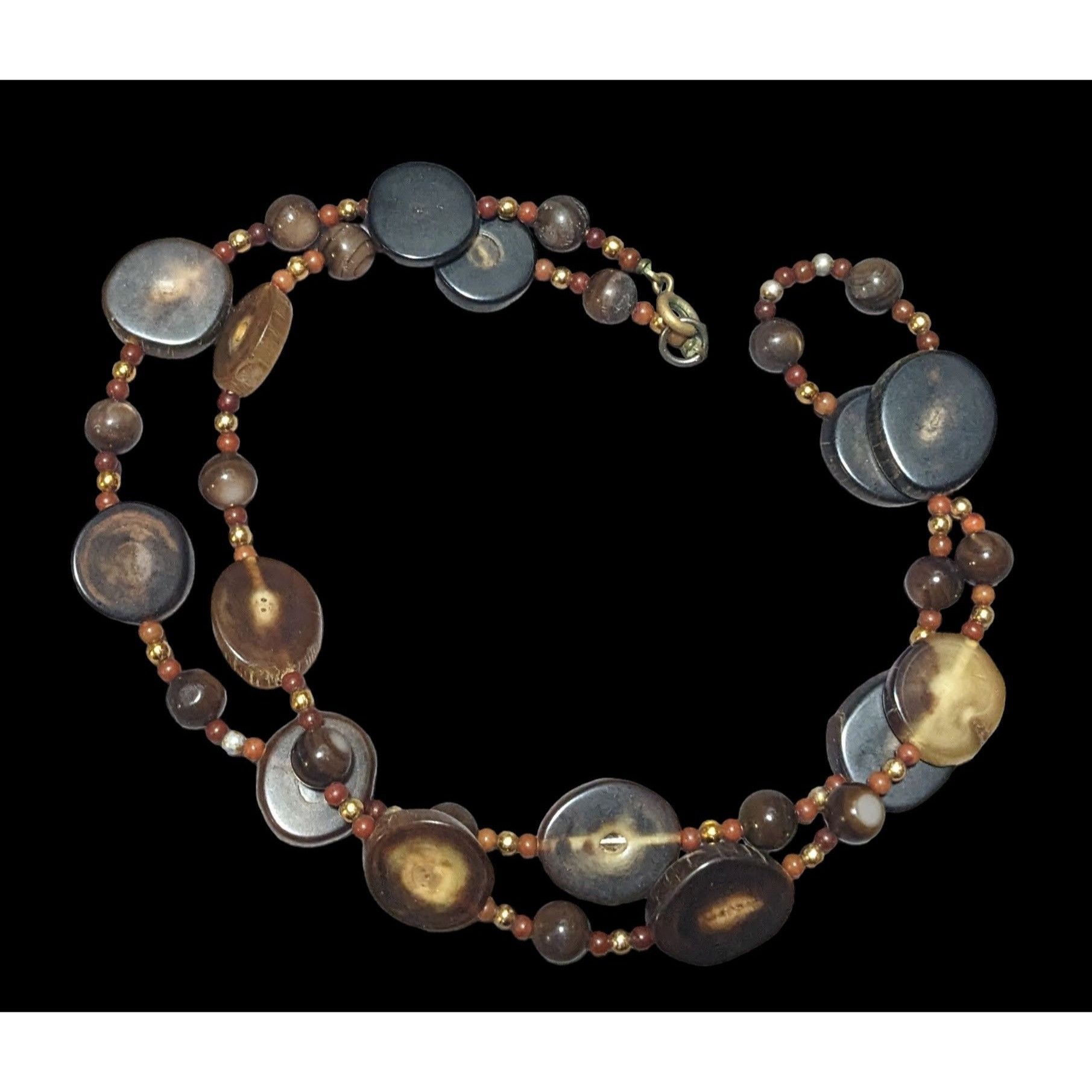 Other Vintage Polished Wood Slice Beaded Necklace Size ONE SIZE - 1 Thumbnail