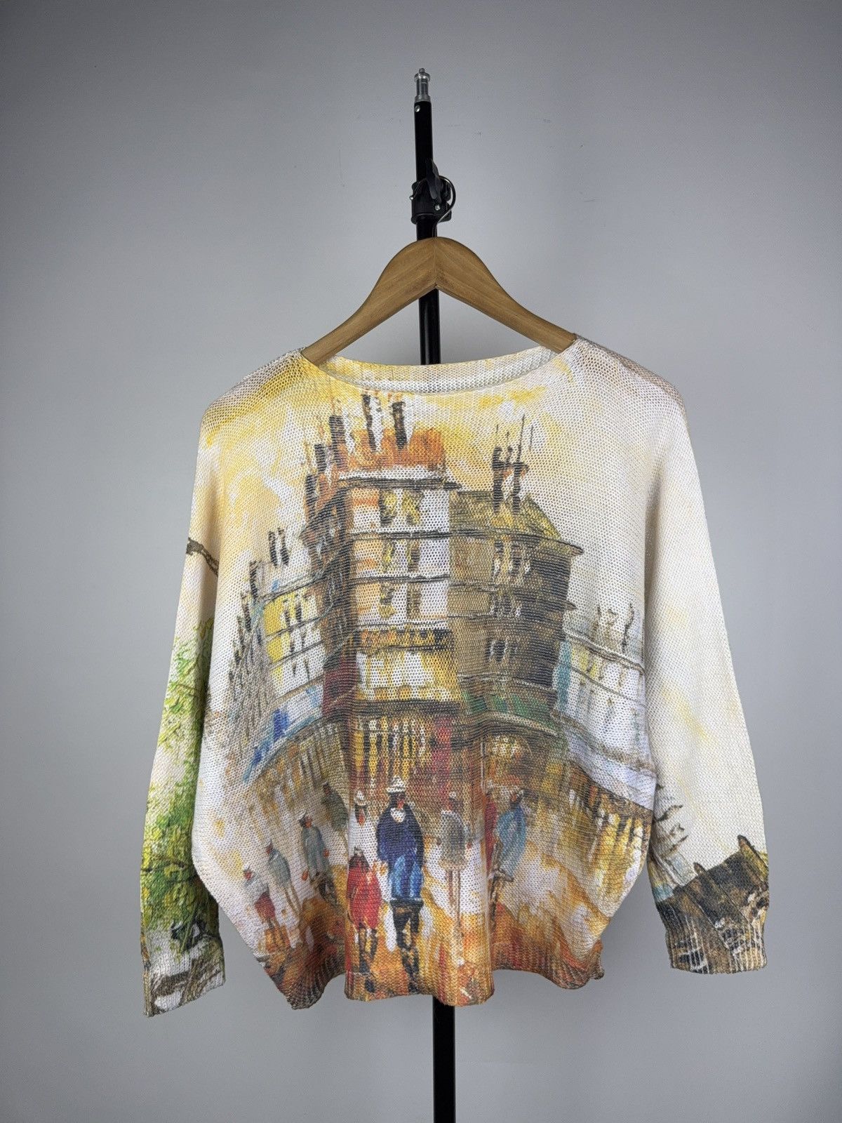 Japanese Brand Vintage 90s Avant Garde Retro Paris Print knitted sweater Size M / US 6-8 / IT 42-44 - 1 Thumbnail