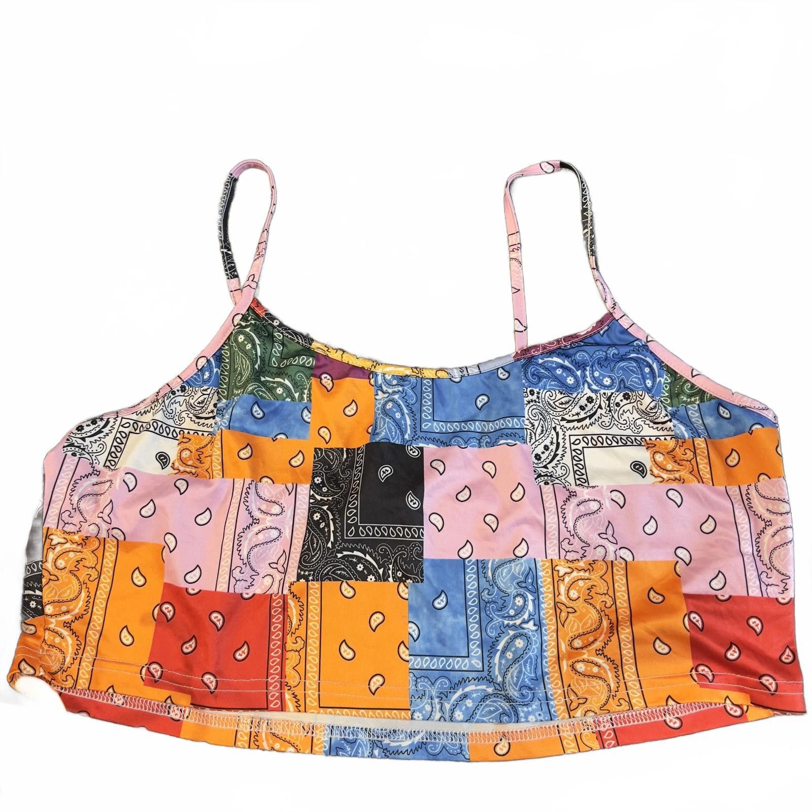 Unknown London Women's Colorful Patchwork Bandana Print Crop Top Size XXL / US 16-18 / IT 52-54 - 2 Thumbnail