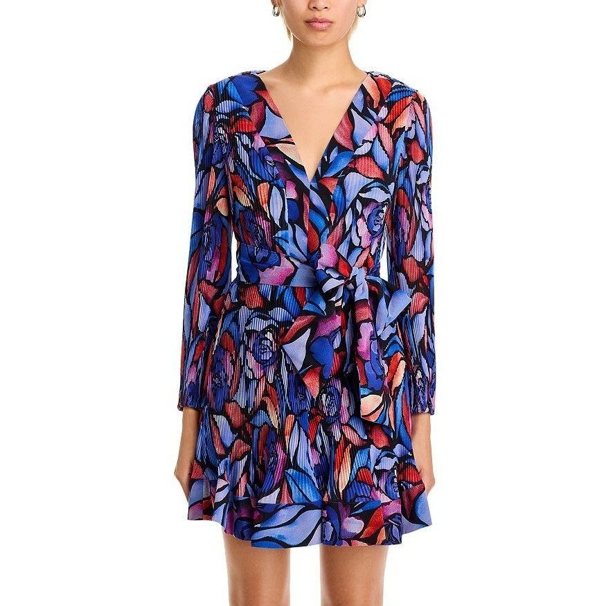 MILLY Milly Liv Dream Rose Print Dress Womens 4 Blue Pleated Artsy Size S / US 4 / IT 40 - 17 Thumbnail