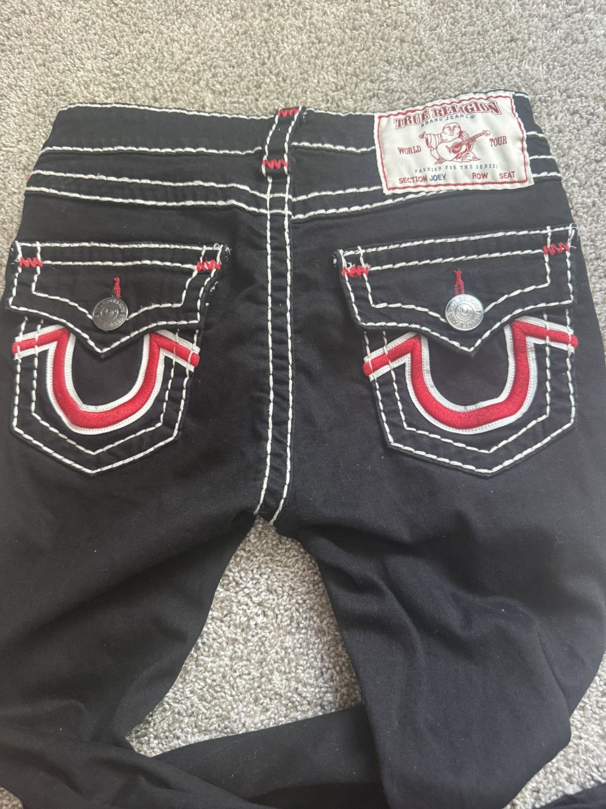 True Religion True Religion Black Jeans - Red Horseshoe Stitch Size 26" / US 2 / IT 38 - 1 Thumbnail