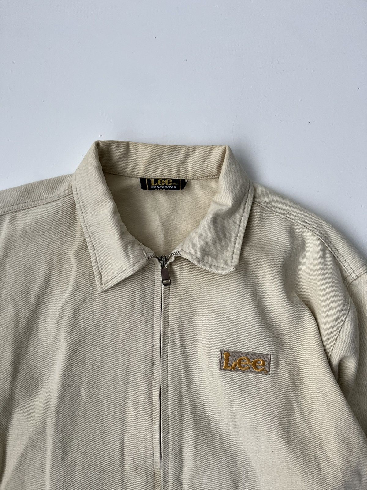 Lee Vintage 90s lee beige washed zip denim jacket trucker Y2K Size US L / EU 52-54 / 3 - 3 Thumbnail