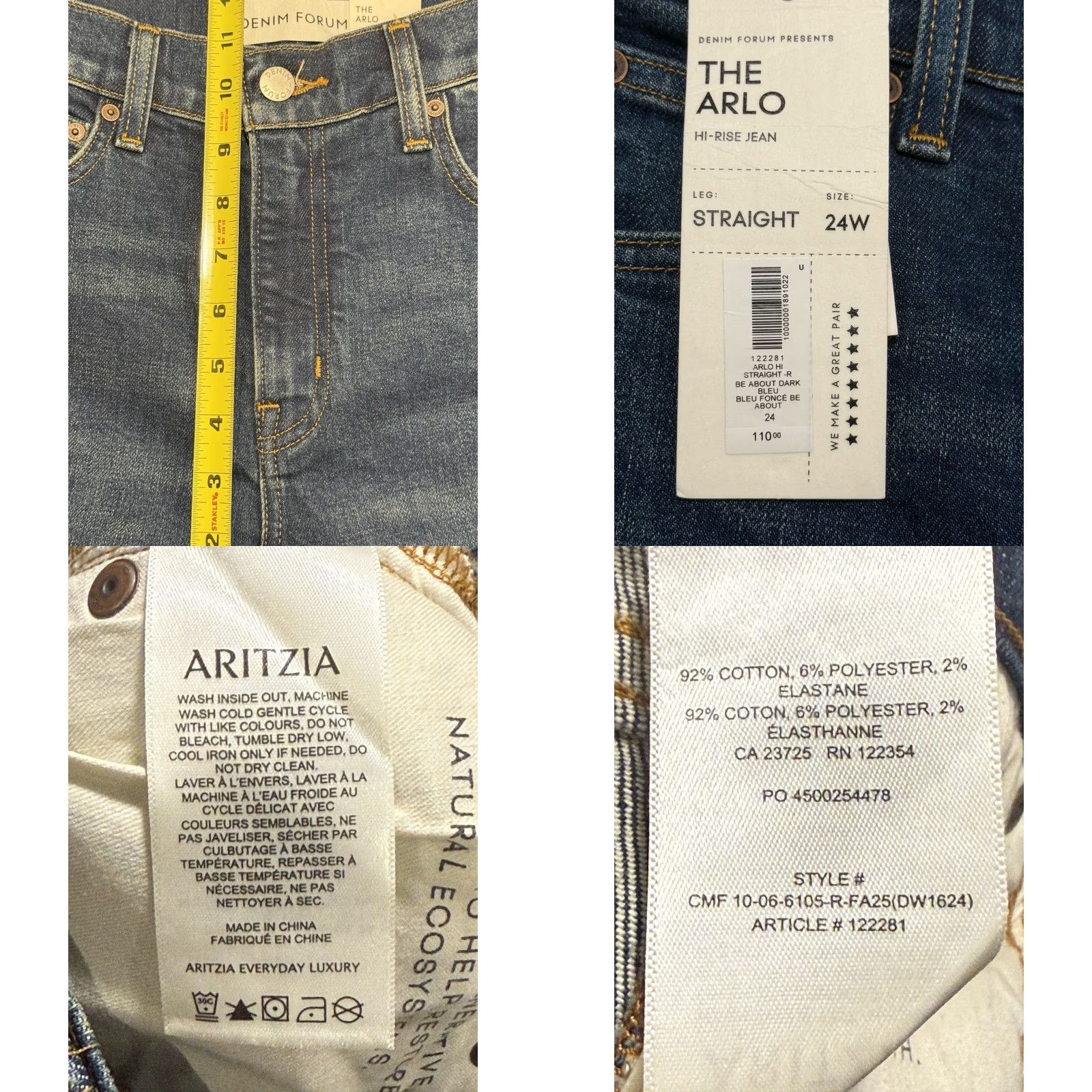 Aritzia VINTAGE NWT Denim Forum Jeans Womens 24W The Arlo High Rise Straight 29.5 IN inseam Blue 5-Pocket Aritzia jeans Womens Mens? Size 42" / US 20 - 8 Thumbnail