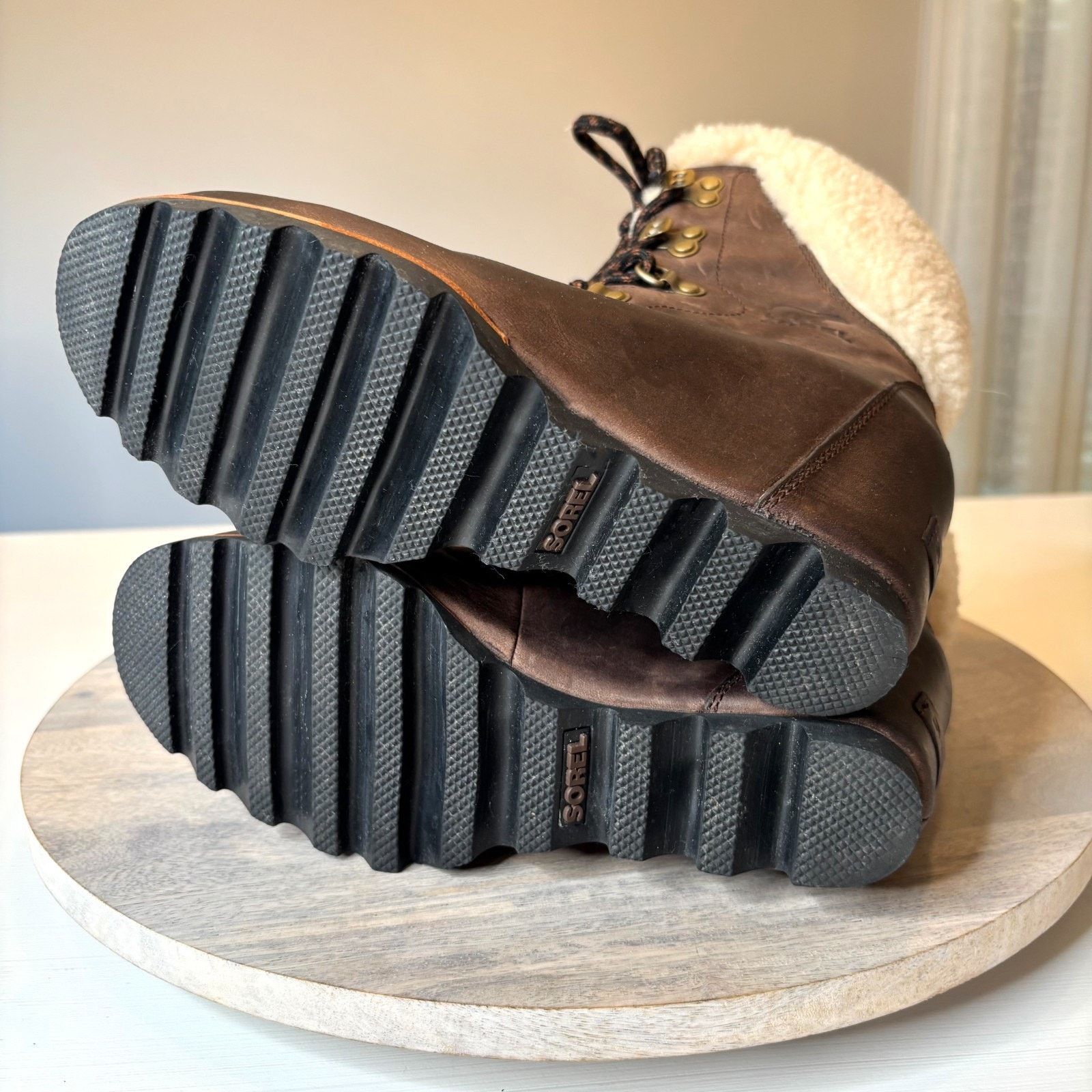 SOREL Sorel Conquest Wedge II Shearling Boots Brown Leather Size 8 Size US 8 / IT 38 - 9 Thumbnail