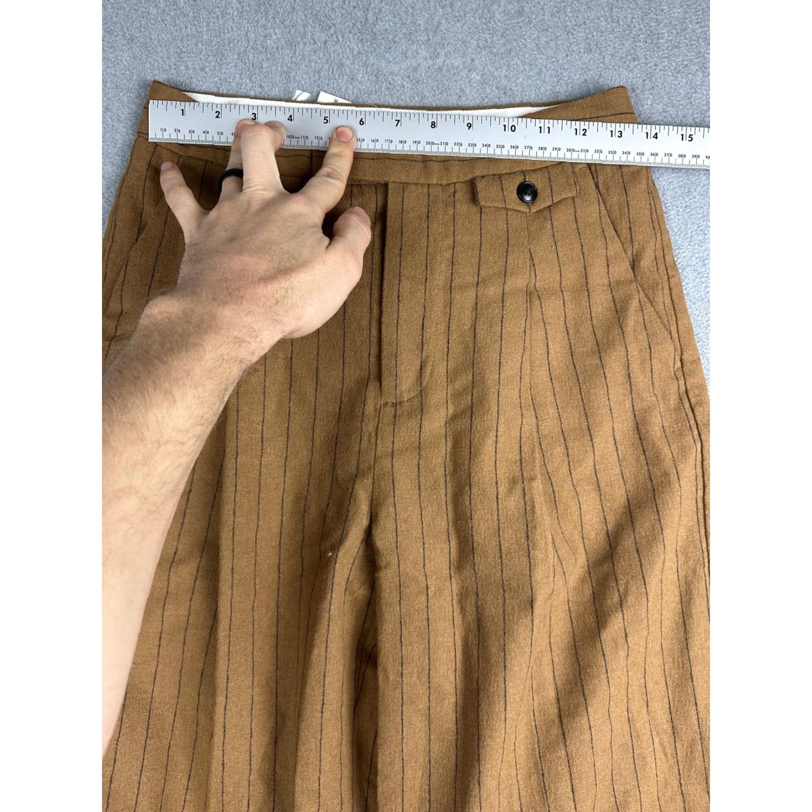 Madewell Madewell High Rise Rosedale Pants Womens 2 Brown Wool Stripe Straight Dress Work Size 26" / US 2 / IT 38 - 6 Thumbnail