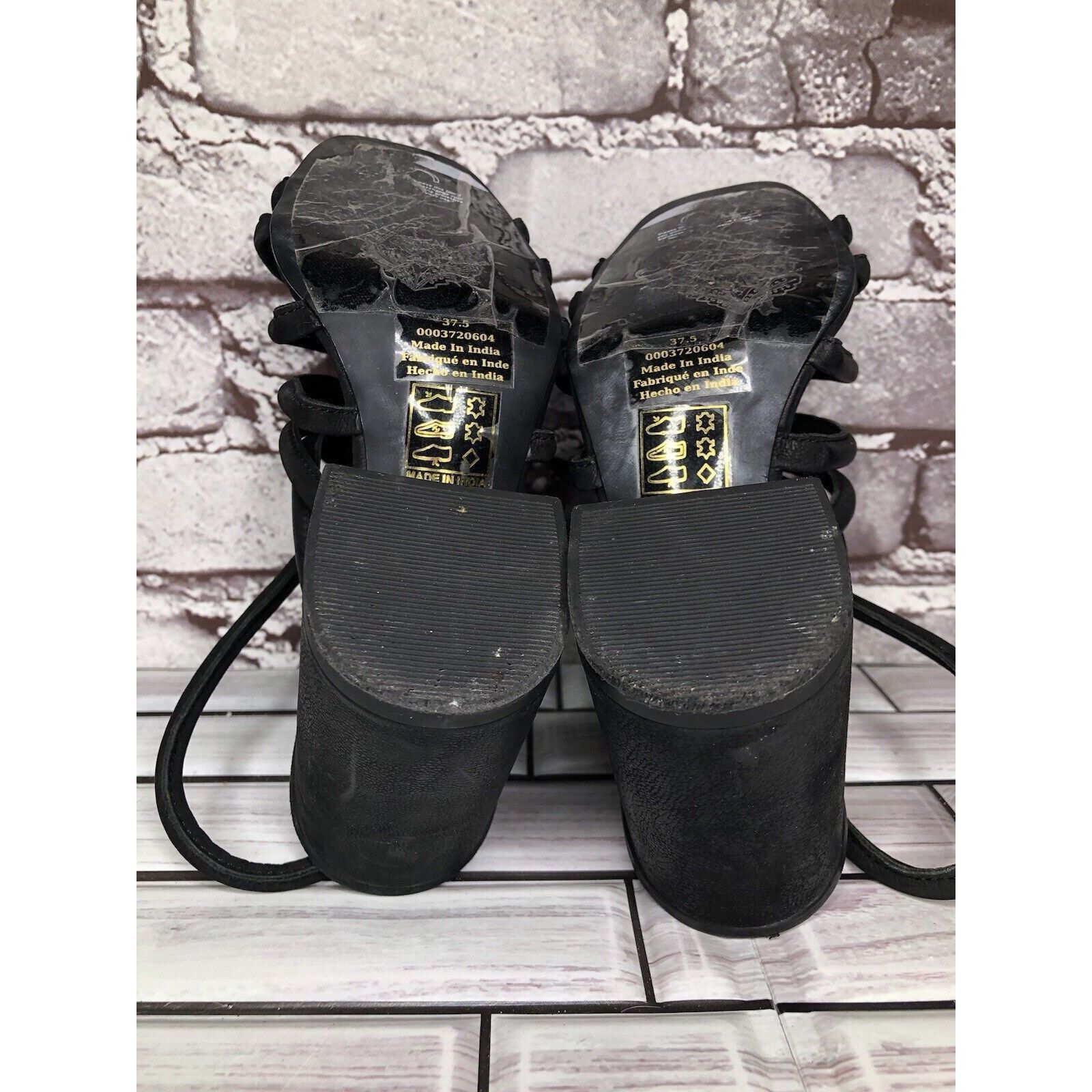 Free People Free People Black Leather Cuban Heel Cage Strappy Sandals Wo Size US 7 / IT 37 - 16 Thumbnail