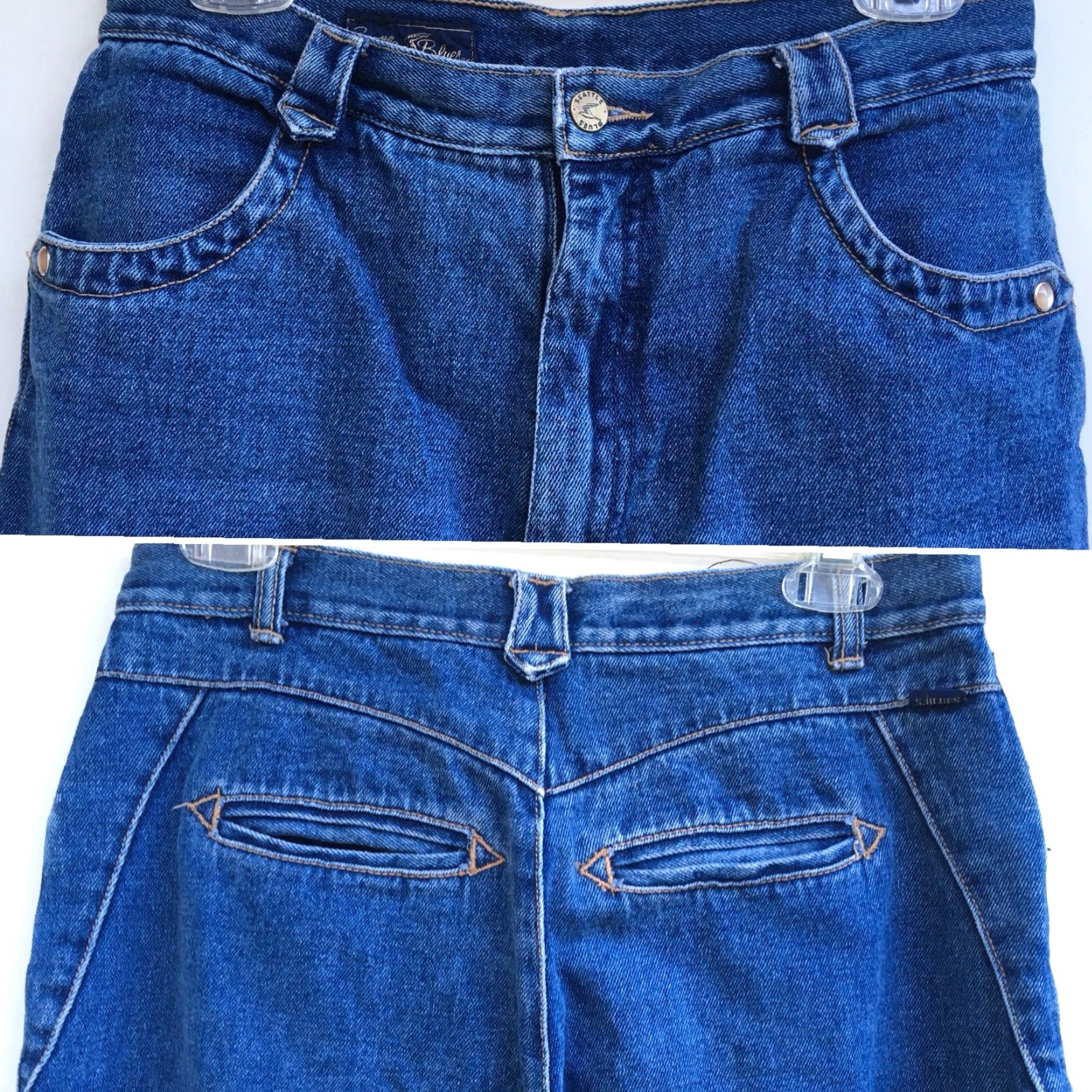 Vintage VINTAGE Seattle Blues Jeans High Waist 80s Tapered Leg Jeans, Size 15, 30.5 in Waist, 31.5 in Inseam, Blue, Denim, Juniors, Casual, Mens Girls Womens Size 36" / US 14 / IT 50 - 5 Thumbnail