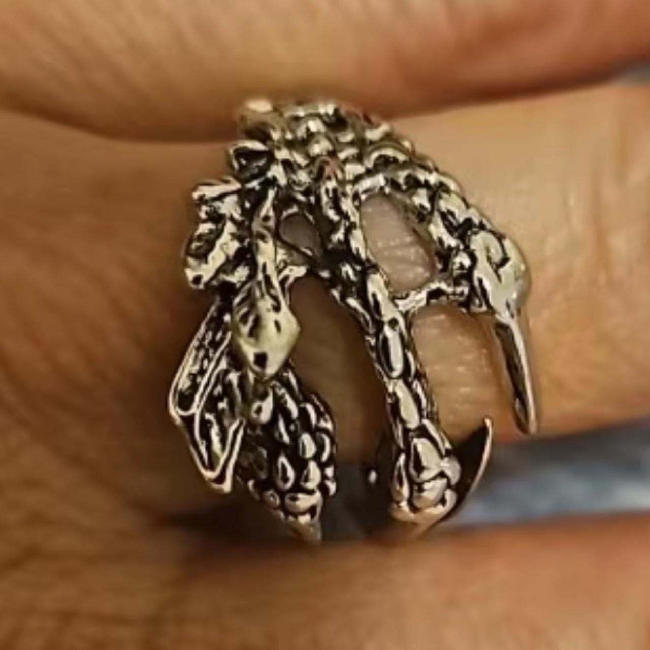Other Vintage Silver Dragon Claw Adjustable Ring Size ONE SIZE - 1 Thumbnail