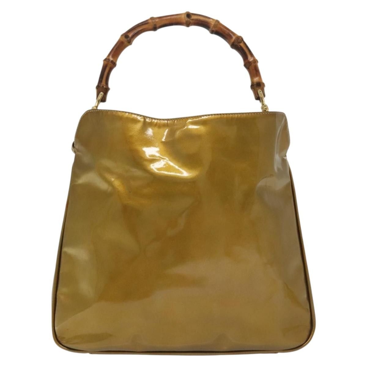 Gucci GUCCI Bamboo Handbag Patent Leather Beige Gold 001 1014 Size ONE SIZE - 3 Thumbnail