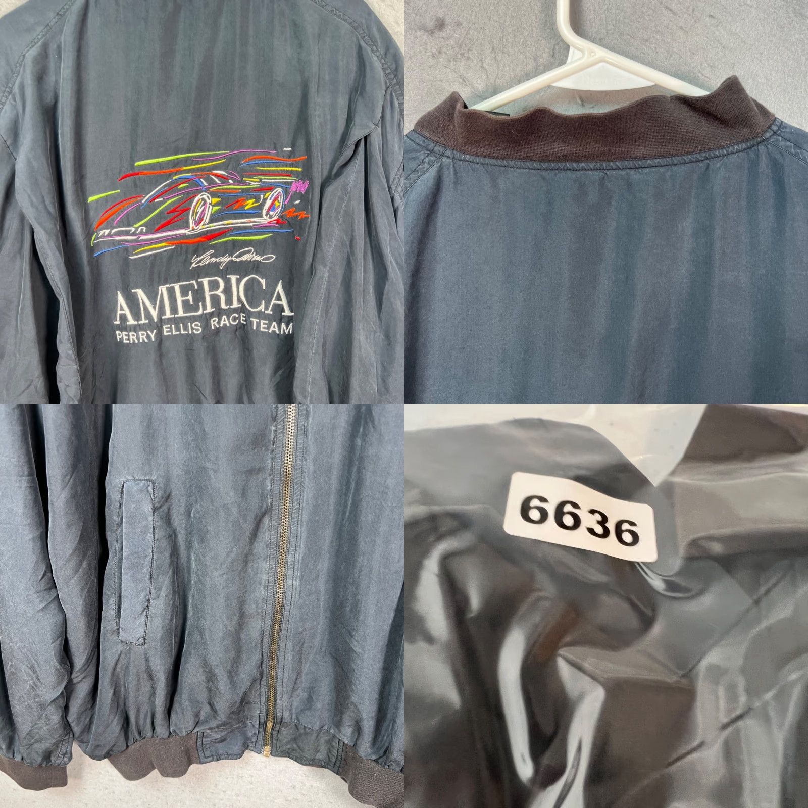 Perry Ellis VTG Perry Ellis Scandia Ferrari America Race Team Silk Bomber Jacket L Mens Blue Silk Embroidered Logo Jacket Size US L / EU 52-54 / 3 - 8 Thumbnail