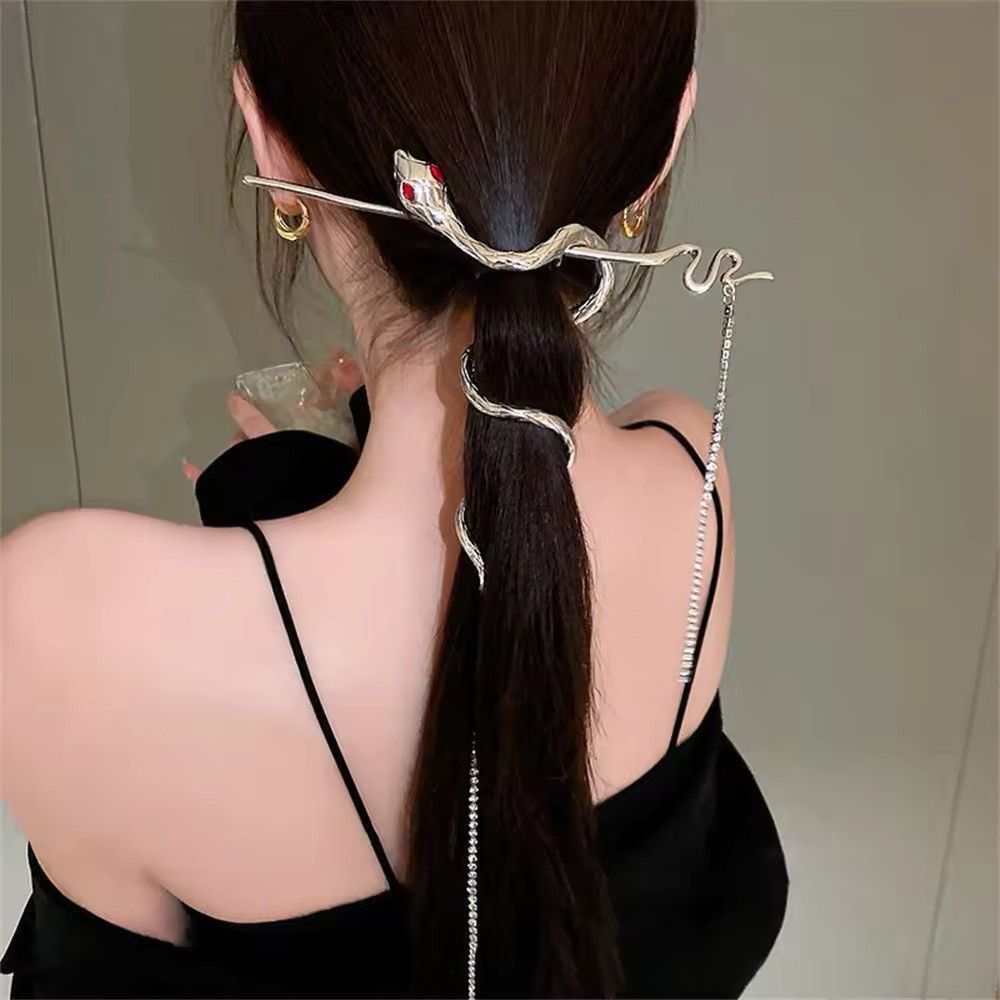 Vintage Metal Winding Snake Shape Hair Stick Hairpin 🐍 Size ONE SIZE - 6 Thumbnail