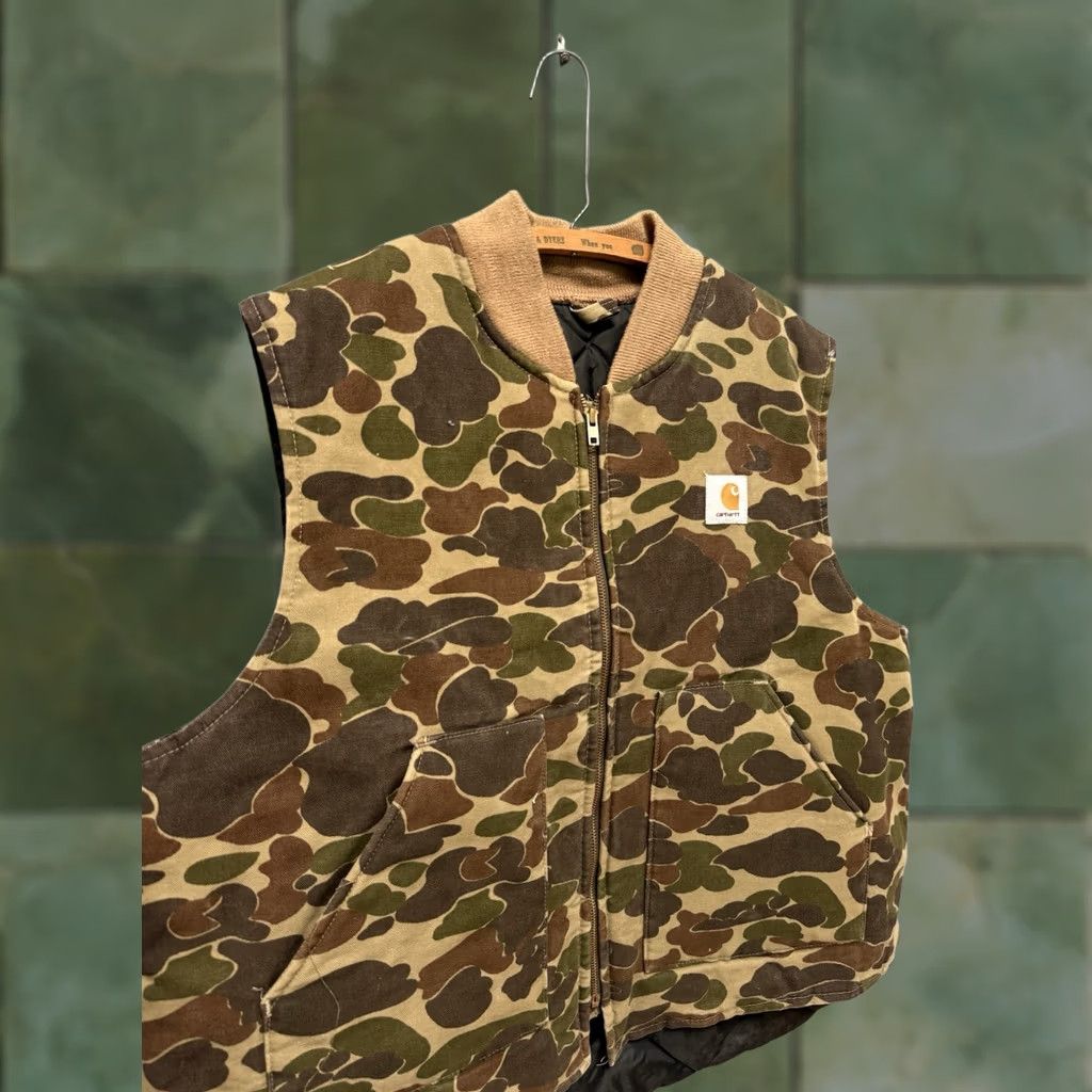 Carhartt VINTAGE Carhartt Vest 2XL Insulated Zip Camouflage Cotton