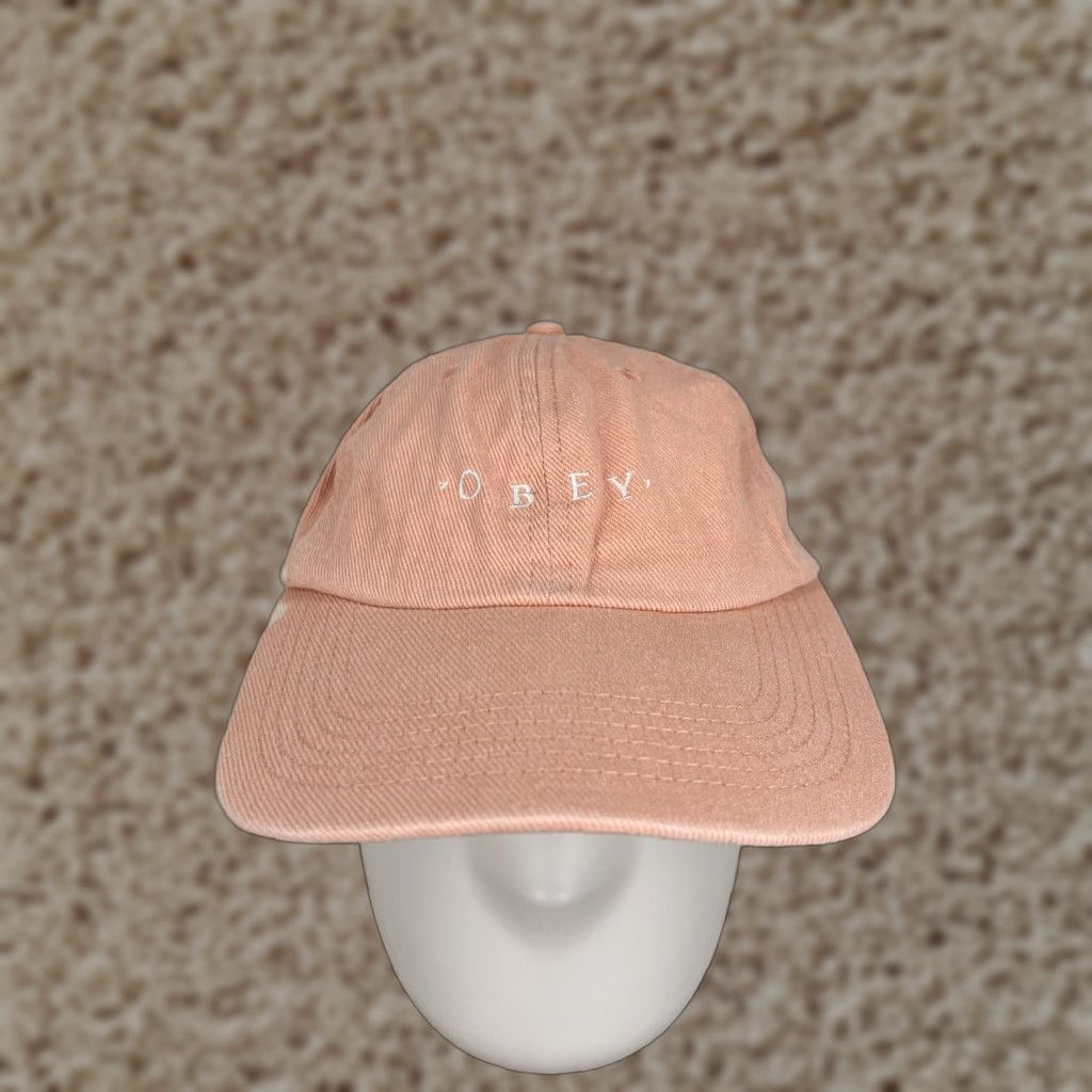 OBEY Hat Cap One Size Pink Cotton Twill Adjustable Surf Beach Logo Strap Back Women Baseball Cap 90s Aloha Beach Accessories Mens Girls