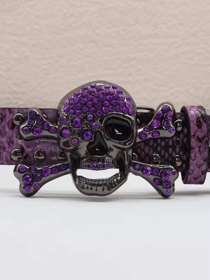 Japanese Brand 105 cmRhinestone Skull Halloween Belt Size ONE SIZE - 2 Thumbnail