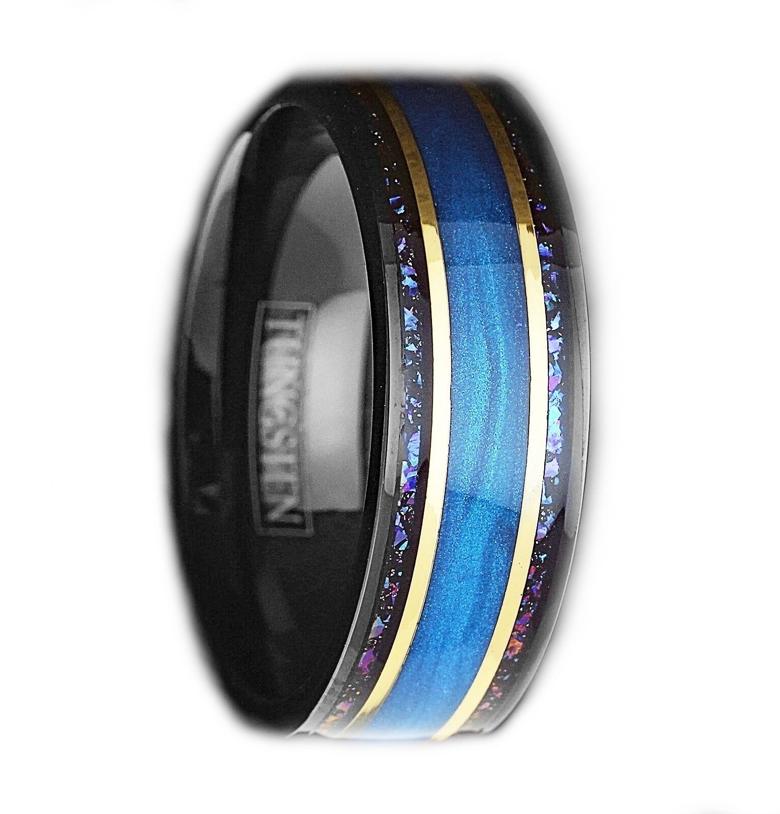 Other Mens Black Tungsten Blue Sand Blue Galaxy Design Stripe Ring Size ONE SIZE - 2 Thumbnail
