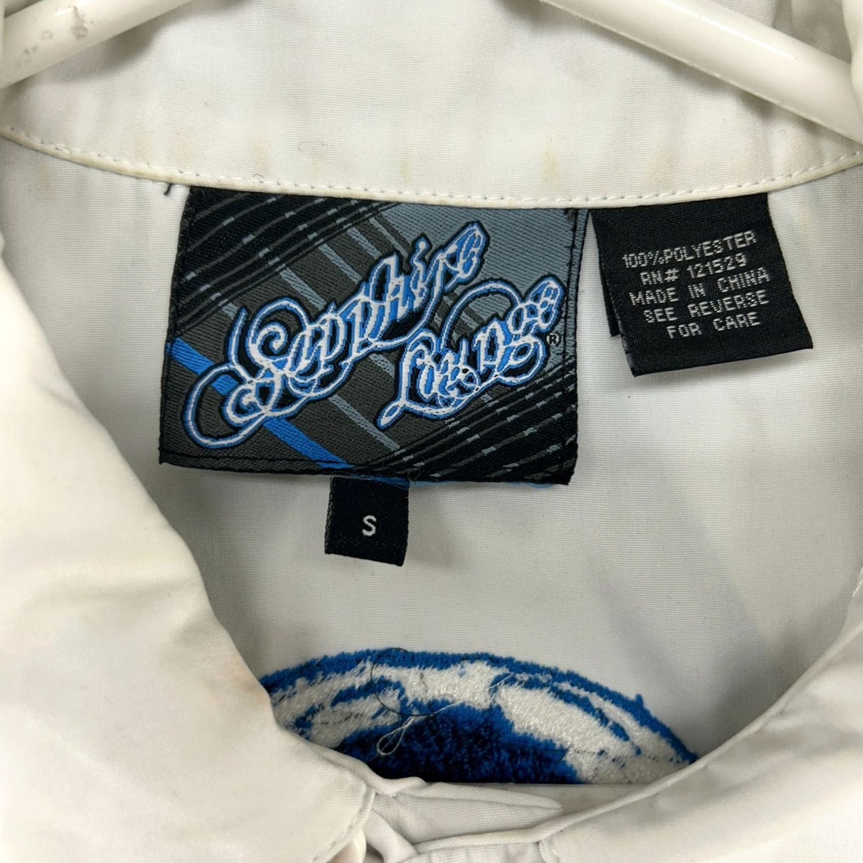 Vintage VINTAGE Sapphire Lounge Shirt Mens S Blue White Button Up AOP Flames Y2K Hawaiian 90s Mens Shirt Size US S / EU 44-46 / 1 - 5 Thumbnail