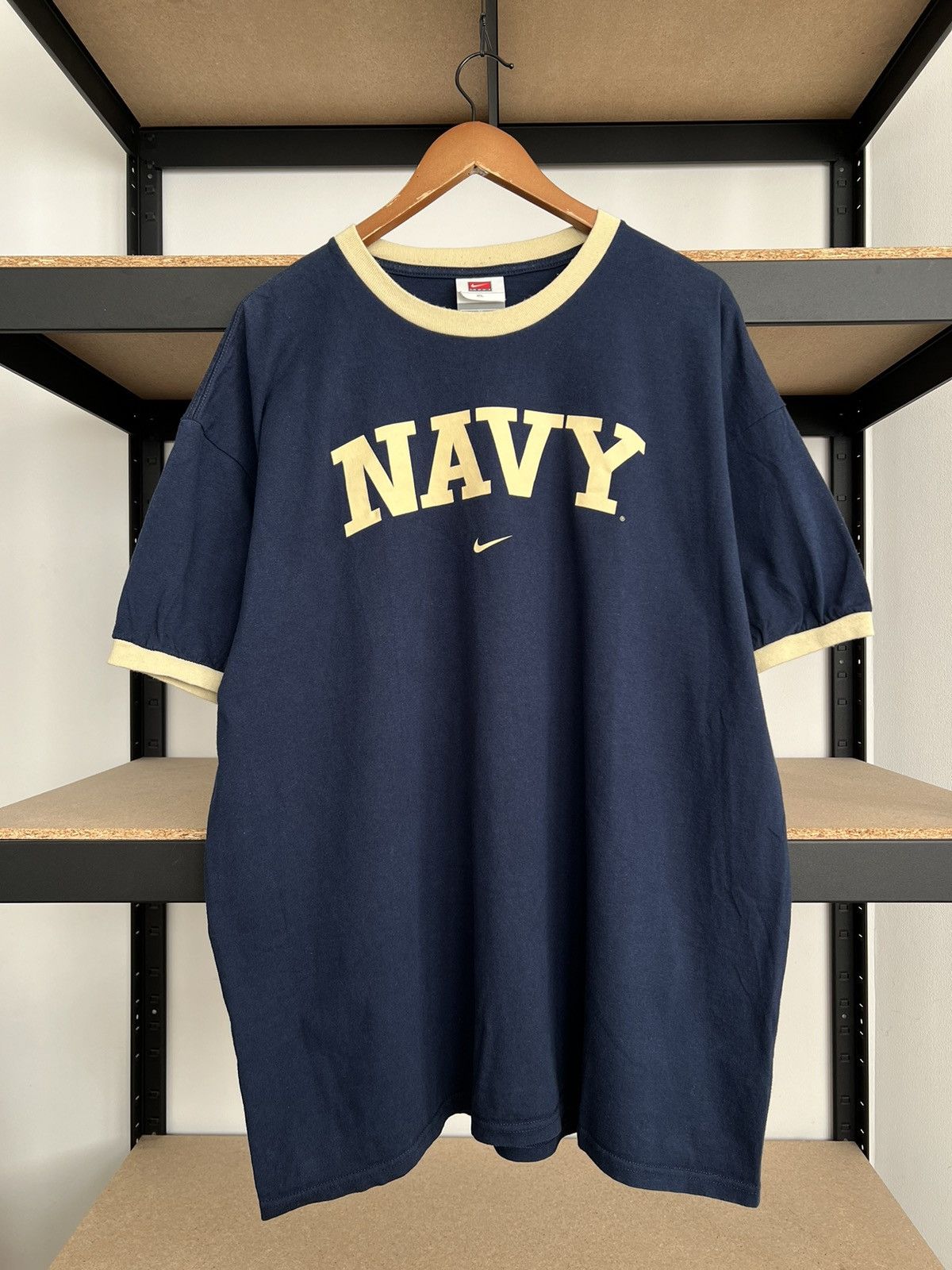 Nike Vintage 90s Nike Navy Ringer T-shirt Size US XL / EU 56 / 4 - 2 Thumbnail