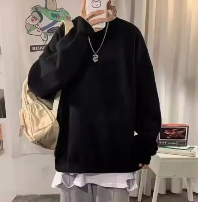 image of Vintage No Hooded Black Sweatshirt, Men's (Size Large)