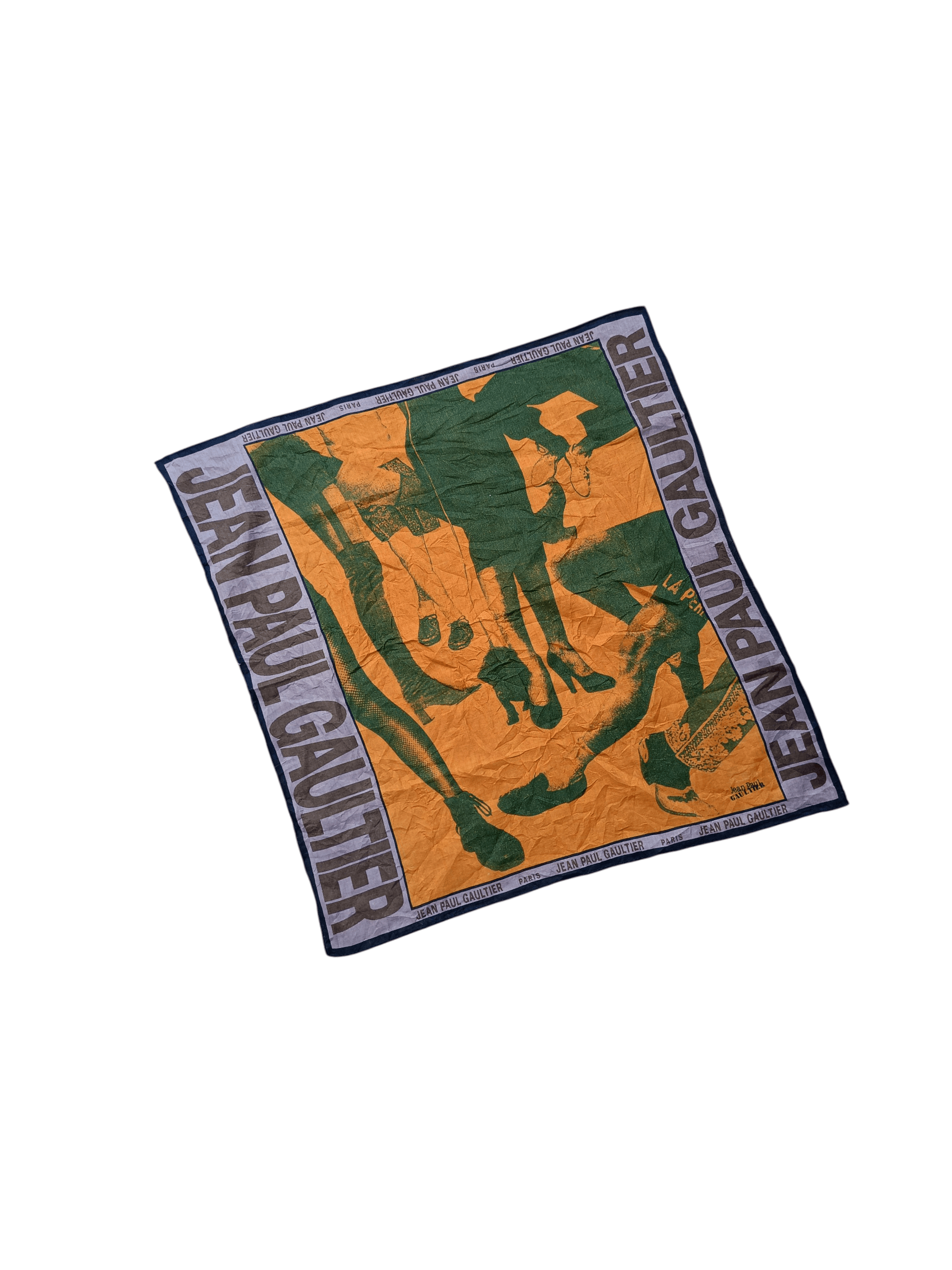 Jean Paul Gaultier 1990s JEAN PAUL GAULTIER ORANGE GRAPHIC SCARF Size ONE SIZE - 1 Thumbnail