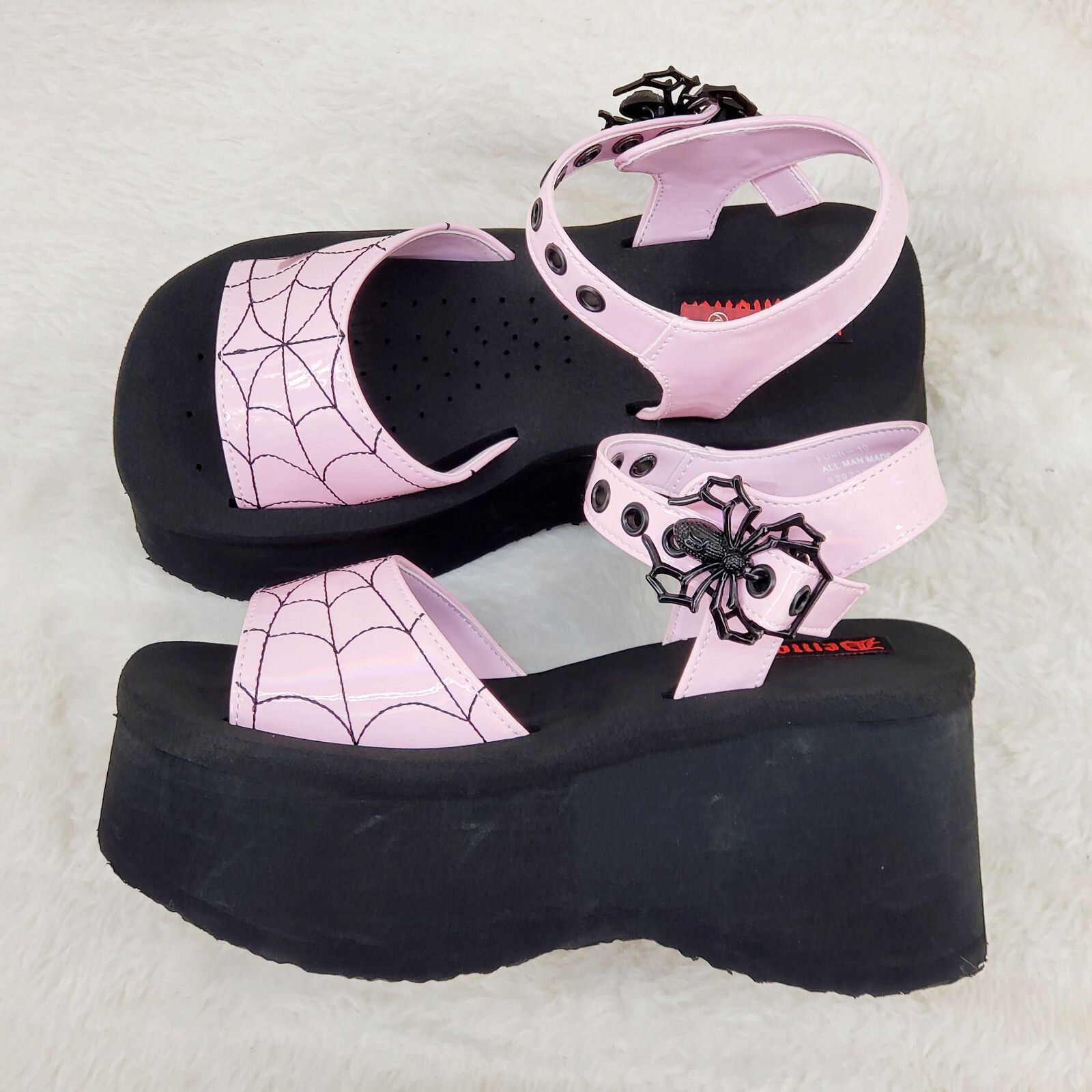 Other DEMONIA Funn Goth Spider Web Platform Sandals Shoes Pink Hol Size US 9 / IT 39 - 9 Thumbnail