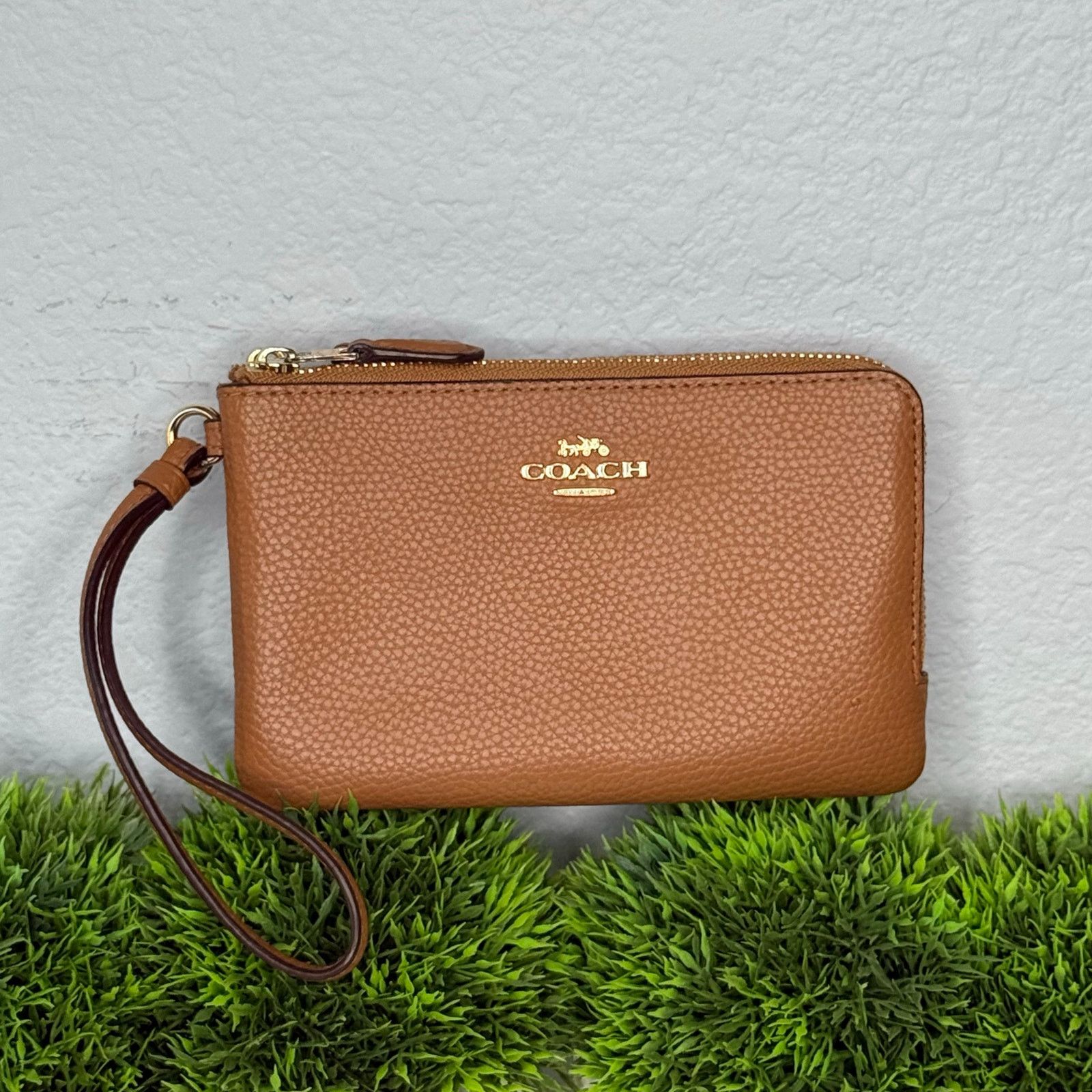 Coach Coach Double Corner Zip Wristlet In Polished Pebble Leather Size ONE SIZE - 1 Thumbnail