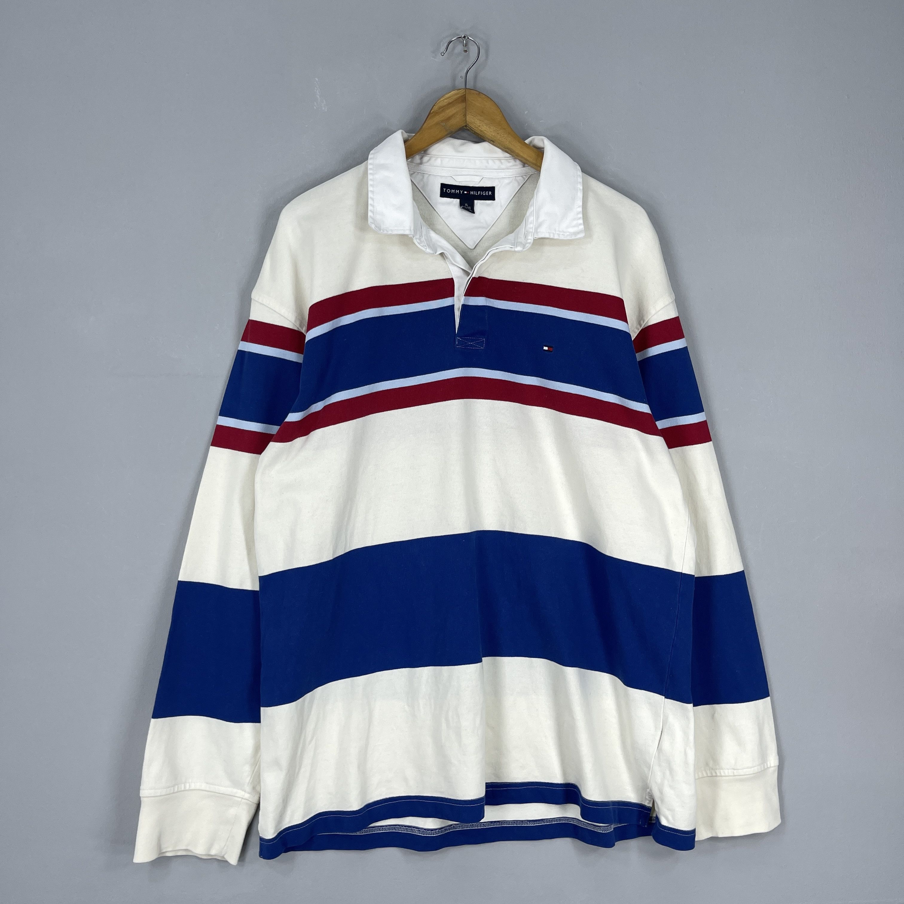 Tommy Hilfiger Vintage 1990s TOMMY HILFIGER Multi Stripe Polo Rugby Shirt Size US L / EU 52-54 / 3 - 3 Thumbnail