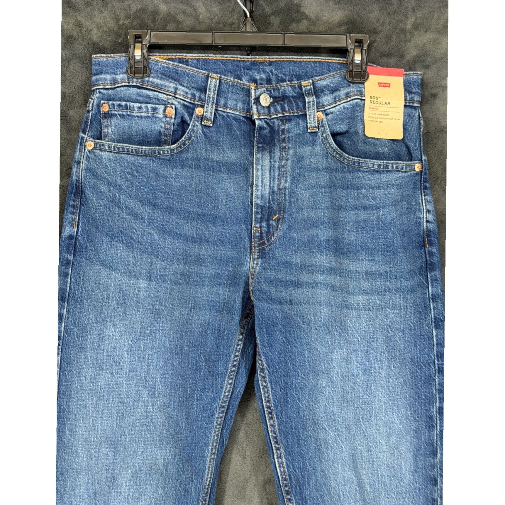 Levi's Levi's 505 Regular Fit Stretch Jeans 32x34 Medium Wash Blue 00505-3171 NEW Size US 32 / EU 48 - 2 Thumbnail
