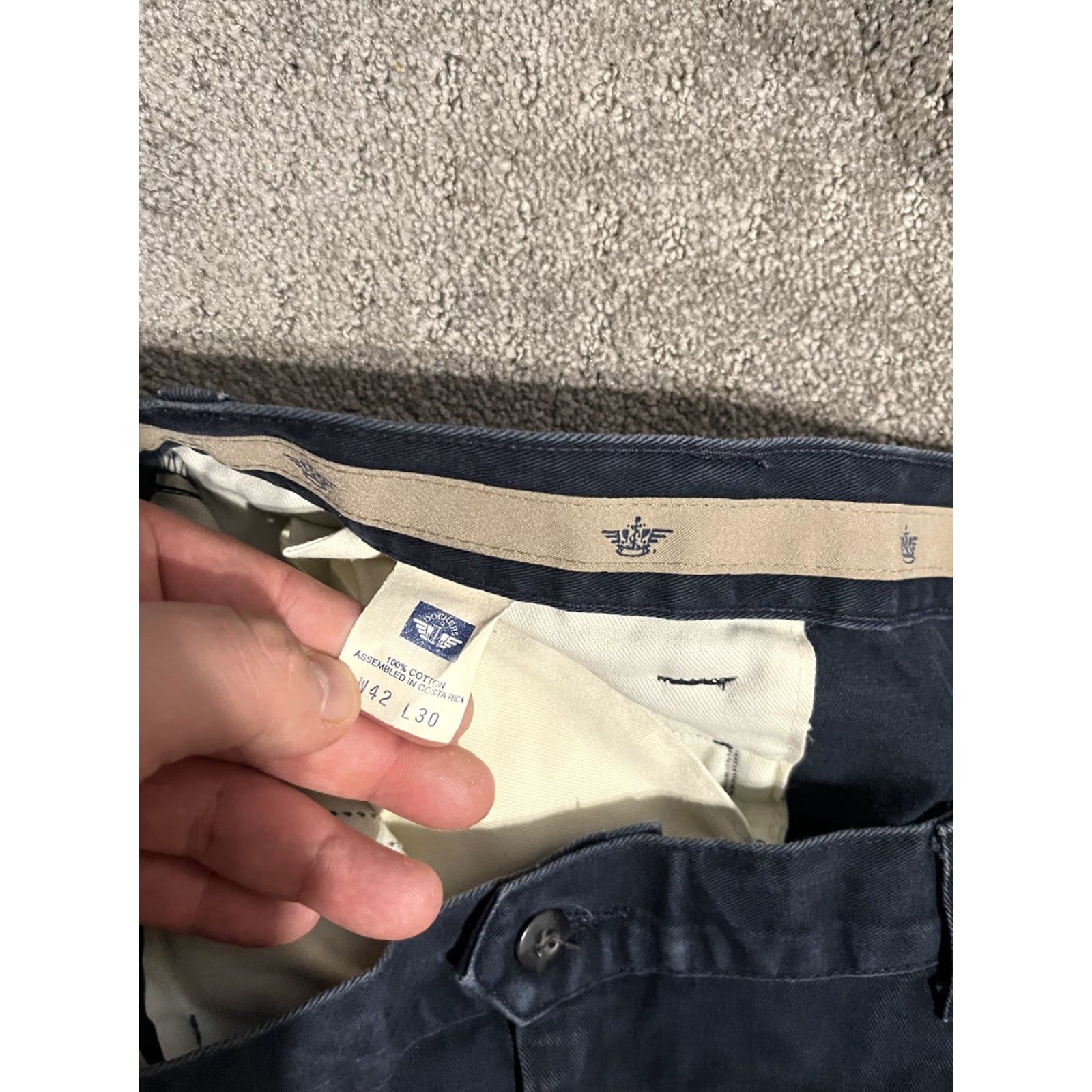 Dockers DOCKERS Dress Pants - Classic Fit Pleated Chinos 42x30 Men's Blue 100% Cotton Regular Inseam 30" Vintage? No but Distressed look? (Clarify) Size US 42 / EU 58 - 5 Thumbnail