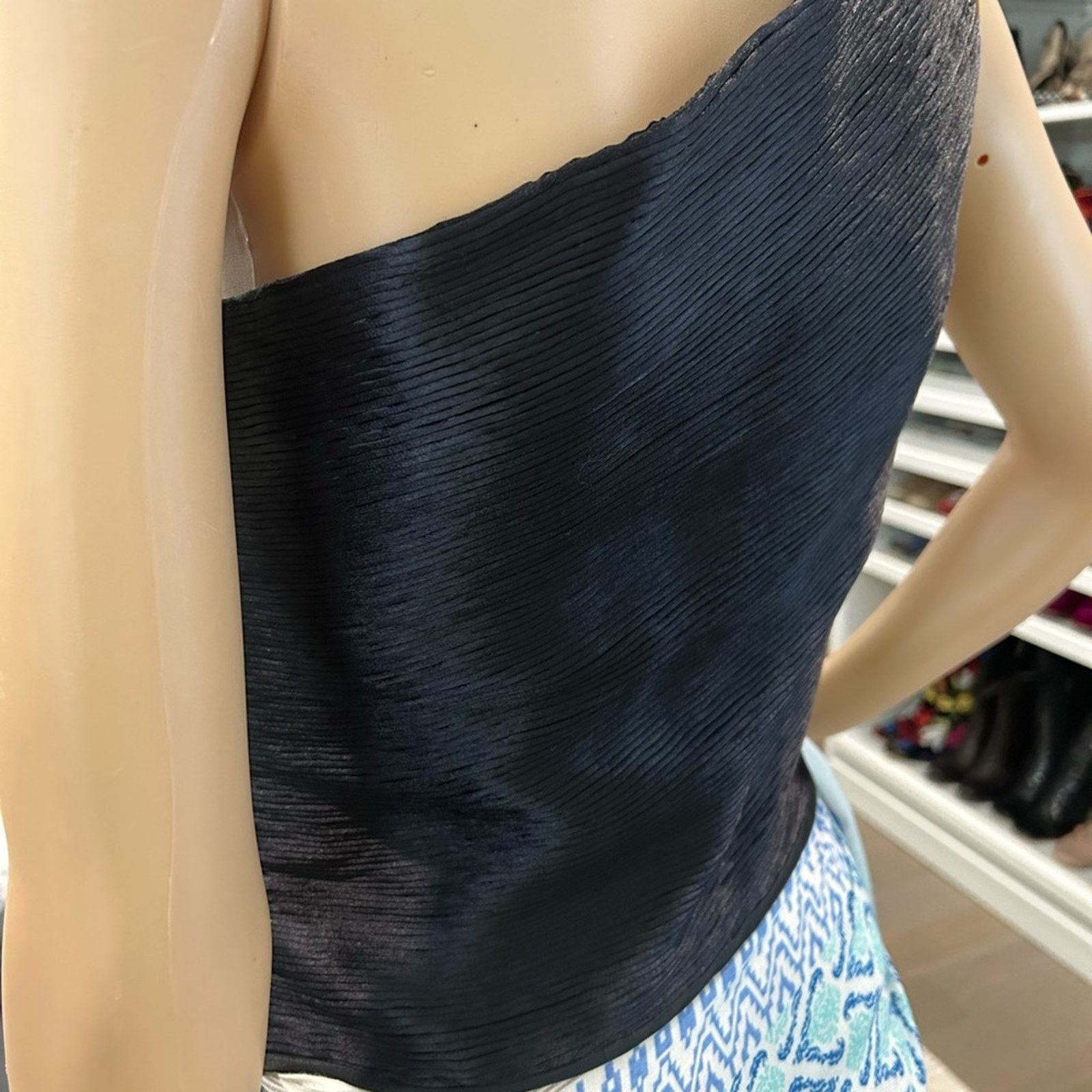 Andrew Marc Vintage Carmen black asymmetrical women’s party top medium Size M / US 6-8 / IT 42-44 - 6 Thumbnail