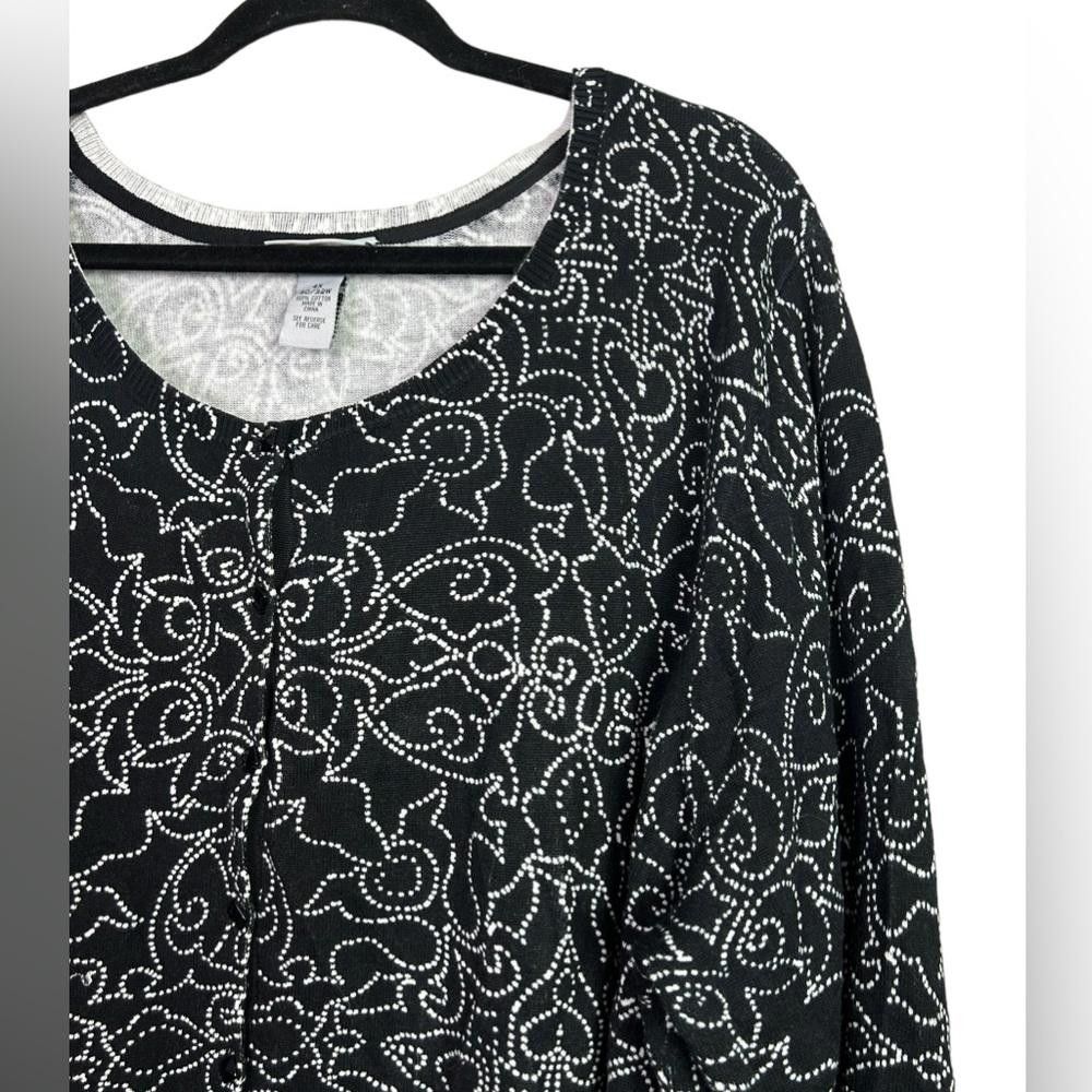 Designer Catherines l NWT Black White Cotton Cardigan Sweater 4X Size M / US 6-8 / IT 42-44 - 2 Thumbnail