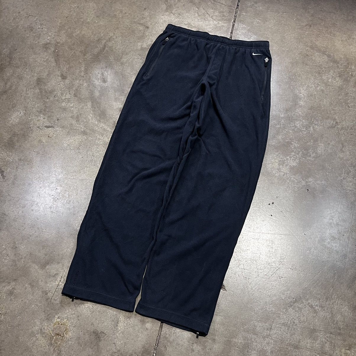Nike × Vintage Vintage Y2K Nike Mini Swoosh Fleece Sweatpants Baggy Drill Size US 32 / EU 48 - 2 Thumbnail