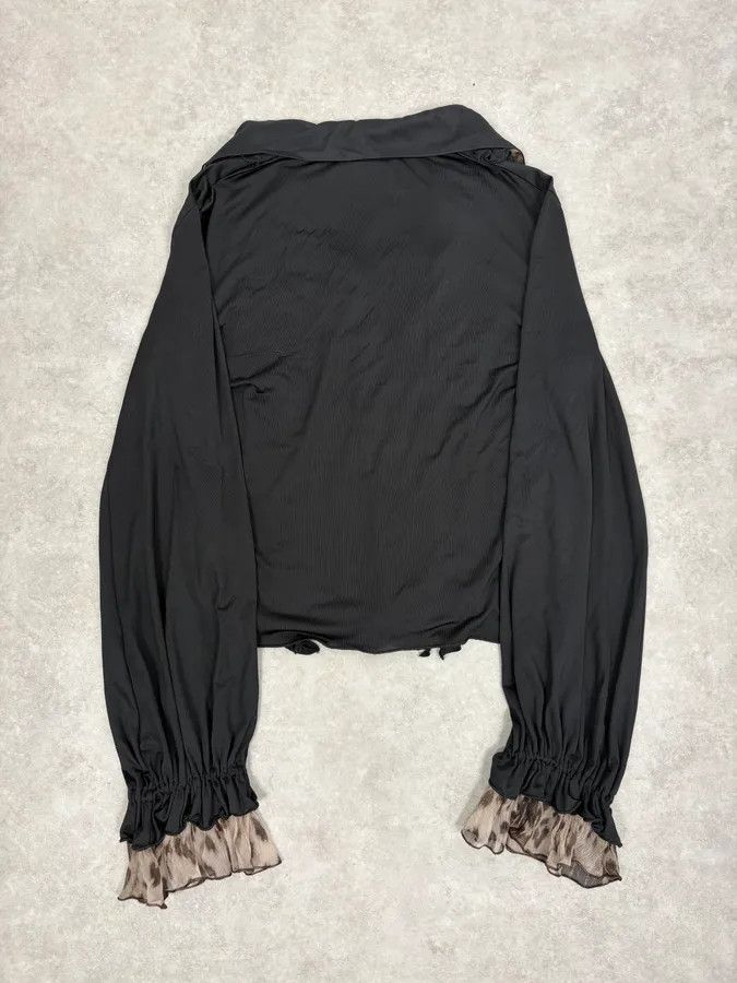 Roberto Cavalli 2000s Roberto Cavalli Black Ruched Cuff Wrapped Blouse Size S / US 4 / IT 40 - 6 Thumbnail