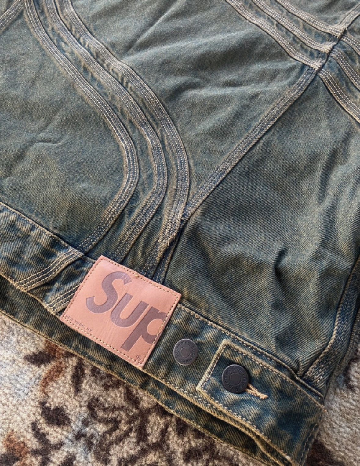 Supreme Supreme S Logo Denim Dirty Green jacket Size US XL / EU 56 / 4 - 5 Thumbnail