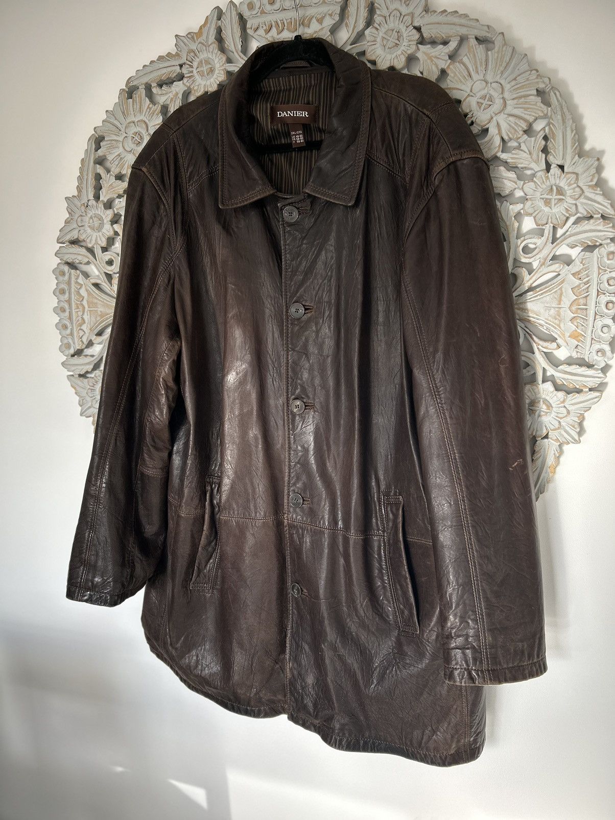 Danier Danier Brown Leather Coat XXL Size US XXL / EU 58 / 5 - 3 Thumbnail