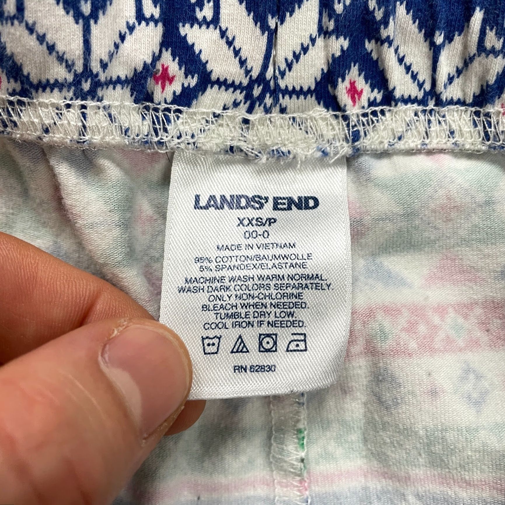 Lands' End Lands' End Pajama Pants Women XXS Multicolor Snow Flakes Holiday Knit Drawstring Elastic Womens Size 36" / US 14 / IT 50 - 5 Thumbnail