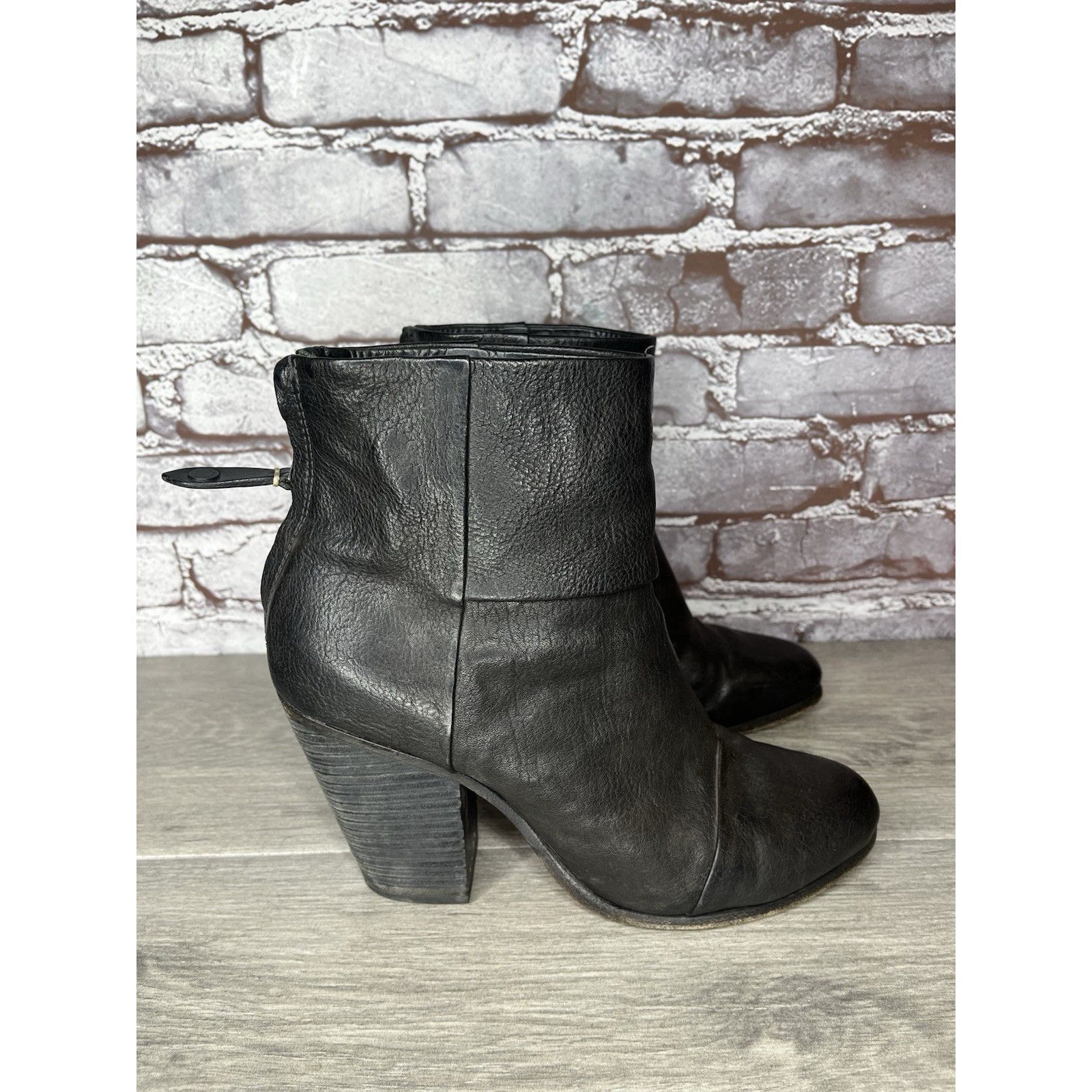 Rag & Bone Rag Bone Newbury Black Leather Stacked Heel Ankle Booties Wo Size US 8 / IT 38 - 15 Thumbnail