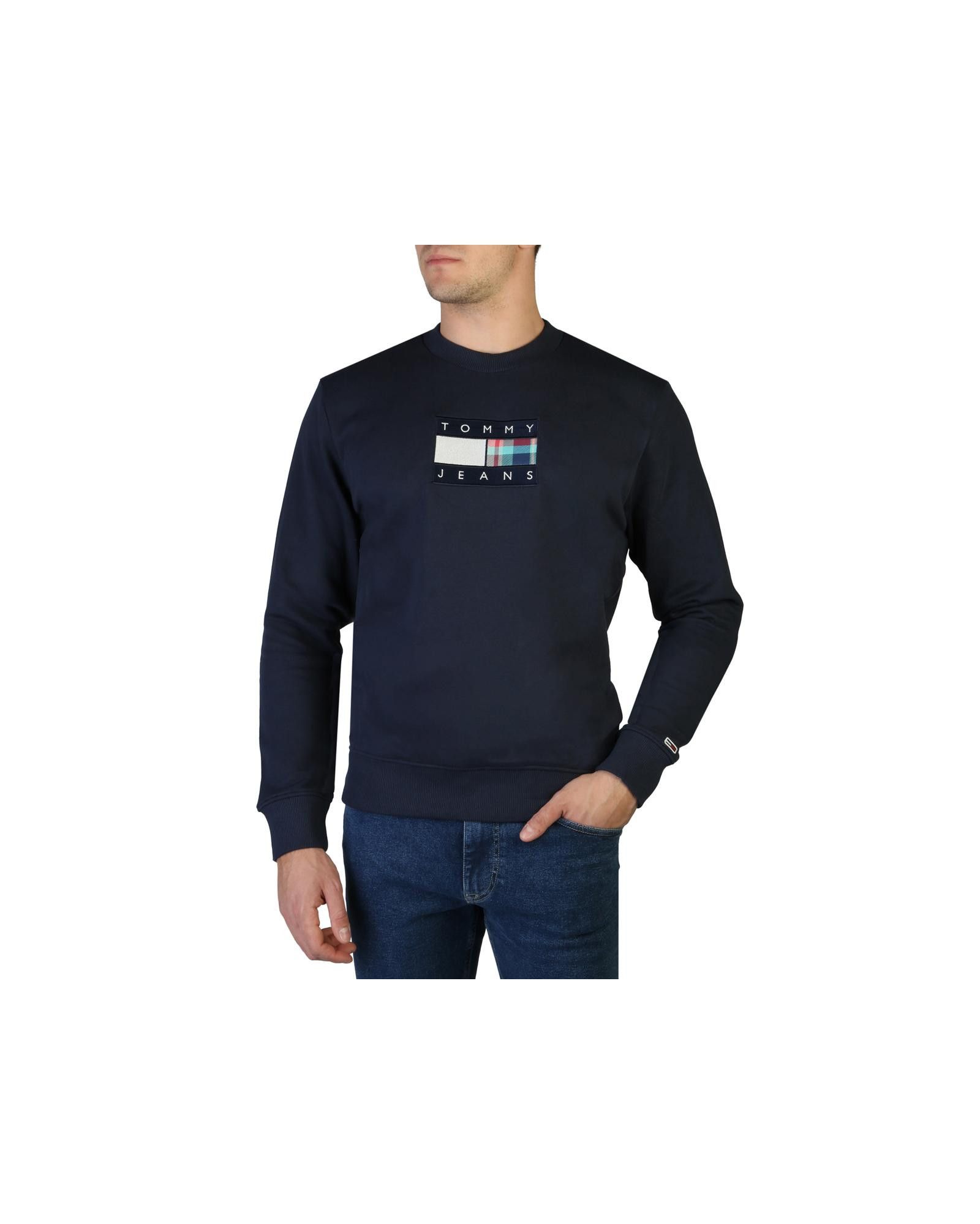 Image of Tommy Hilfiger Classic Round Neck Long Sleeve Sweatshirt in Blue, Men's (Size Small)