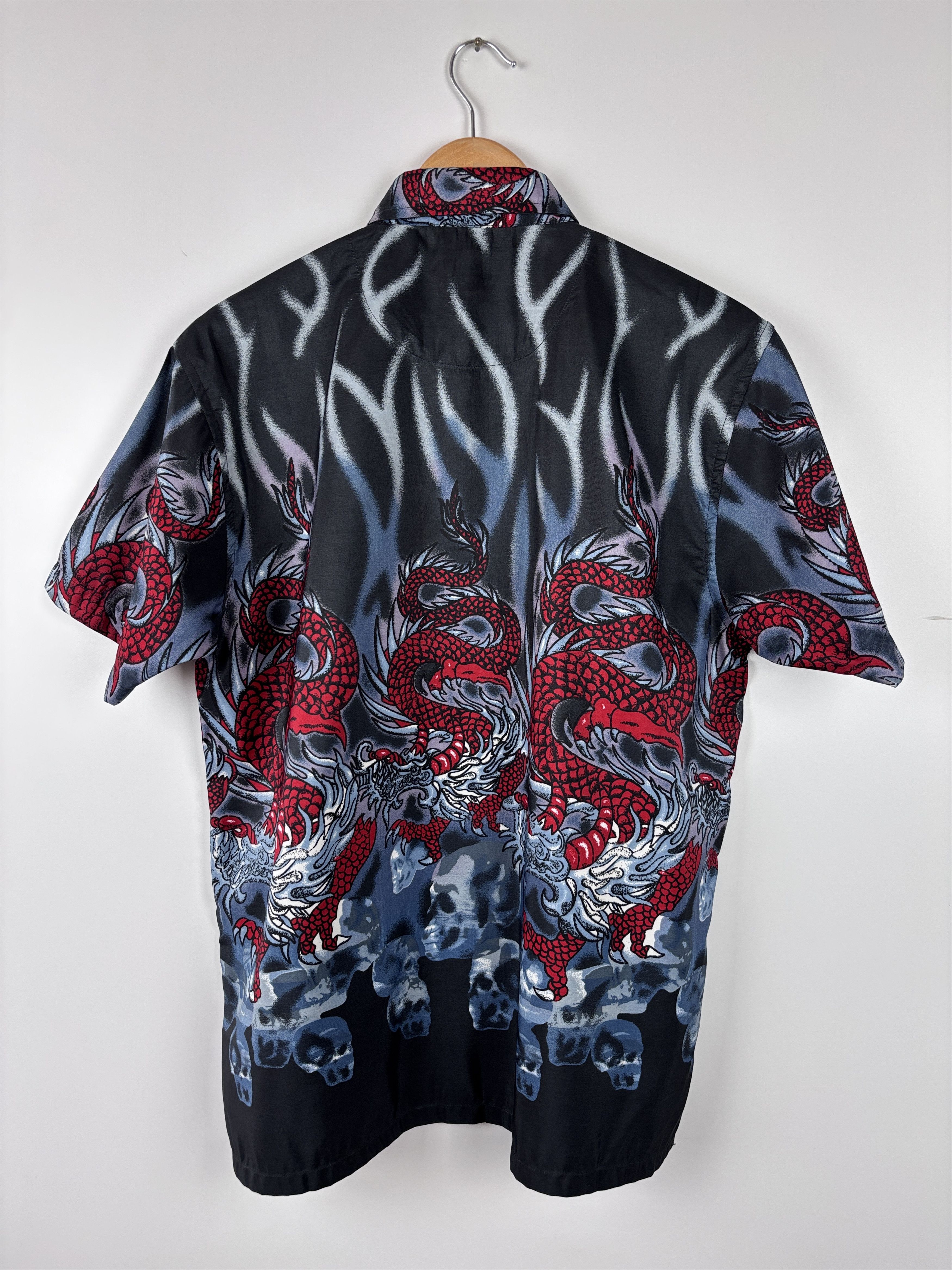 Japanese Brand × Vintage Y2K Boston Dragon Fire Flame All Over Print Button Up Shirt Size US M / EU 48-50 / 2 - 4 Thumbnail