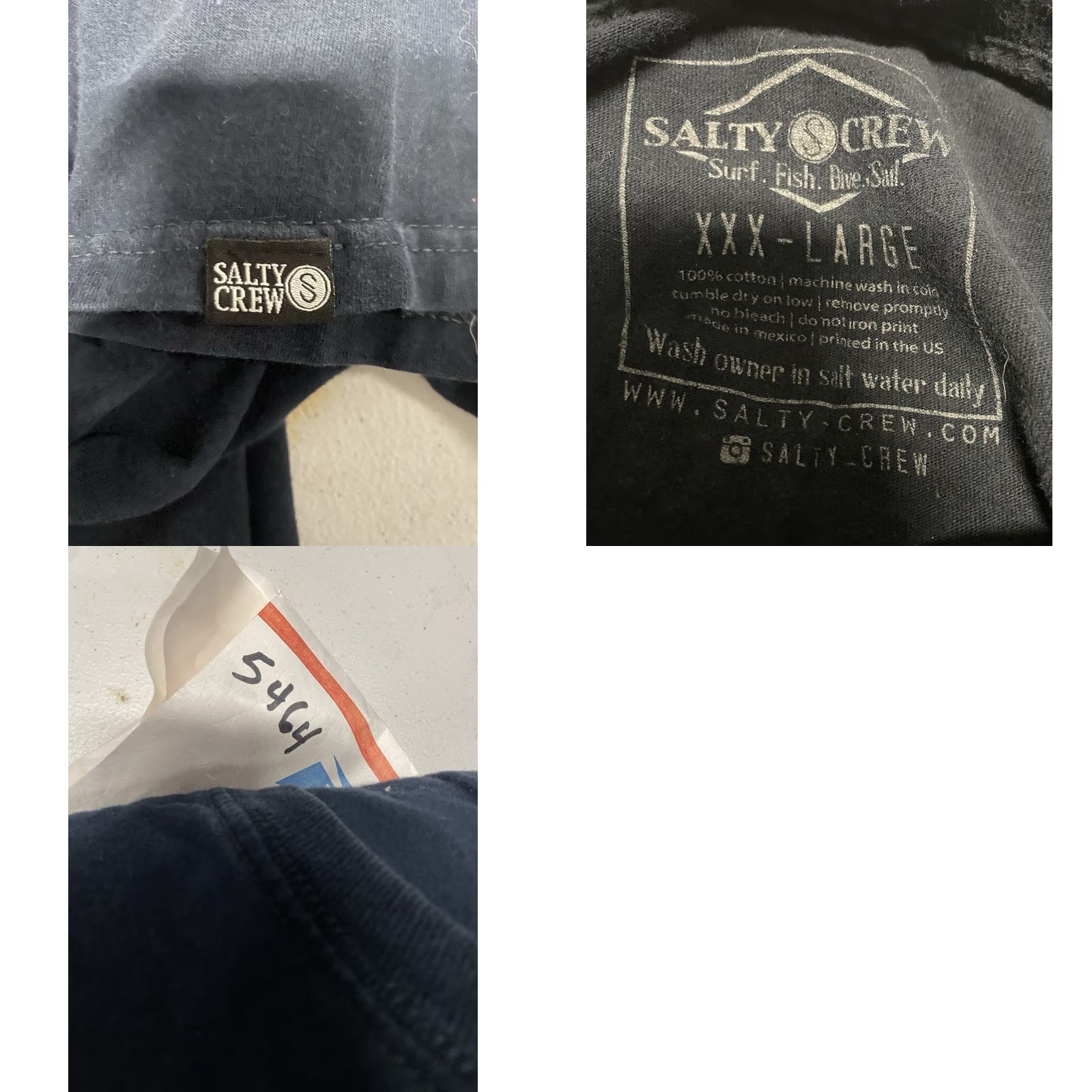Vintage Salty Crew Shirt Blue Mens 3XL 100% Cotton Made In Mexico Short Sleeve Summer T-Shirt Size US XXL / EU 58 / 5 - 8 Thumbnail